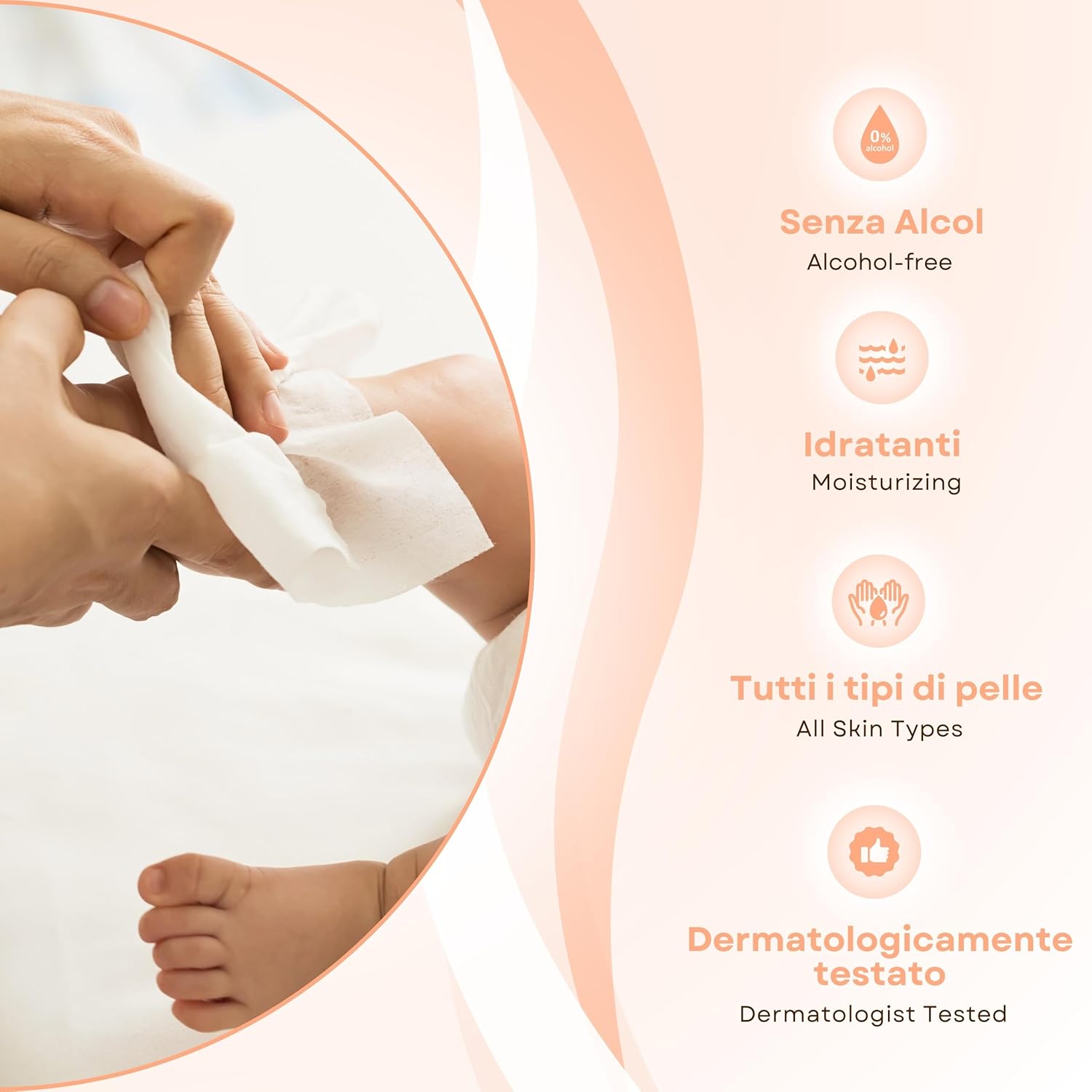 Salviette Baby con Talco per Pelli Sensibili - 1200 pezzi - immagine 3