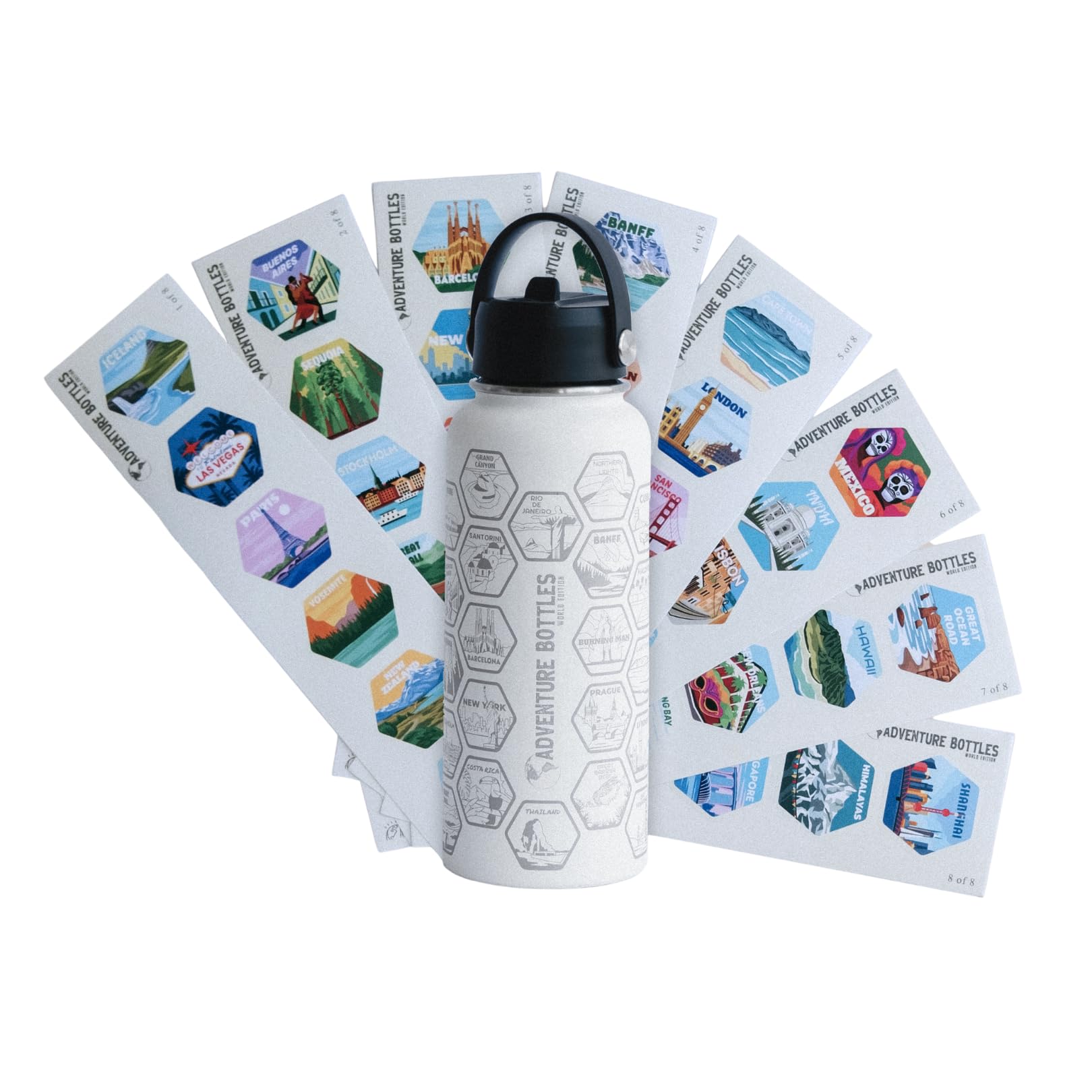 Awesome Maps Adventure Bottle – Adesivi personalizzati per borraccia da viaggio, in acciaio inox, senza BPA, a prova di perdite