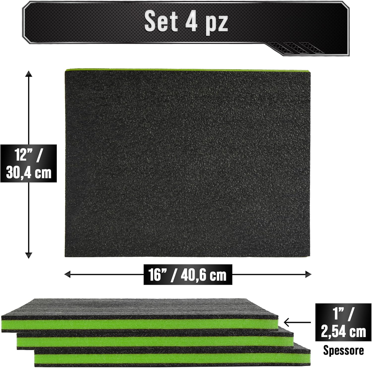 Precision Defined Schiuma per Cassette Attrezzi Nero/Verde - immagine 2