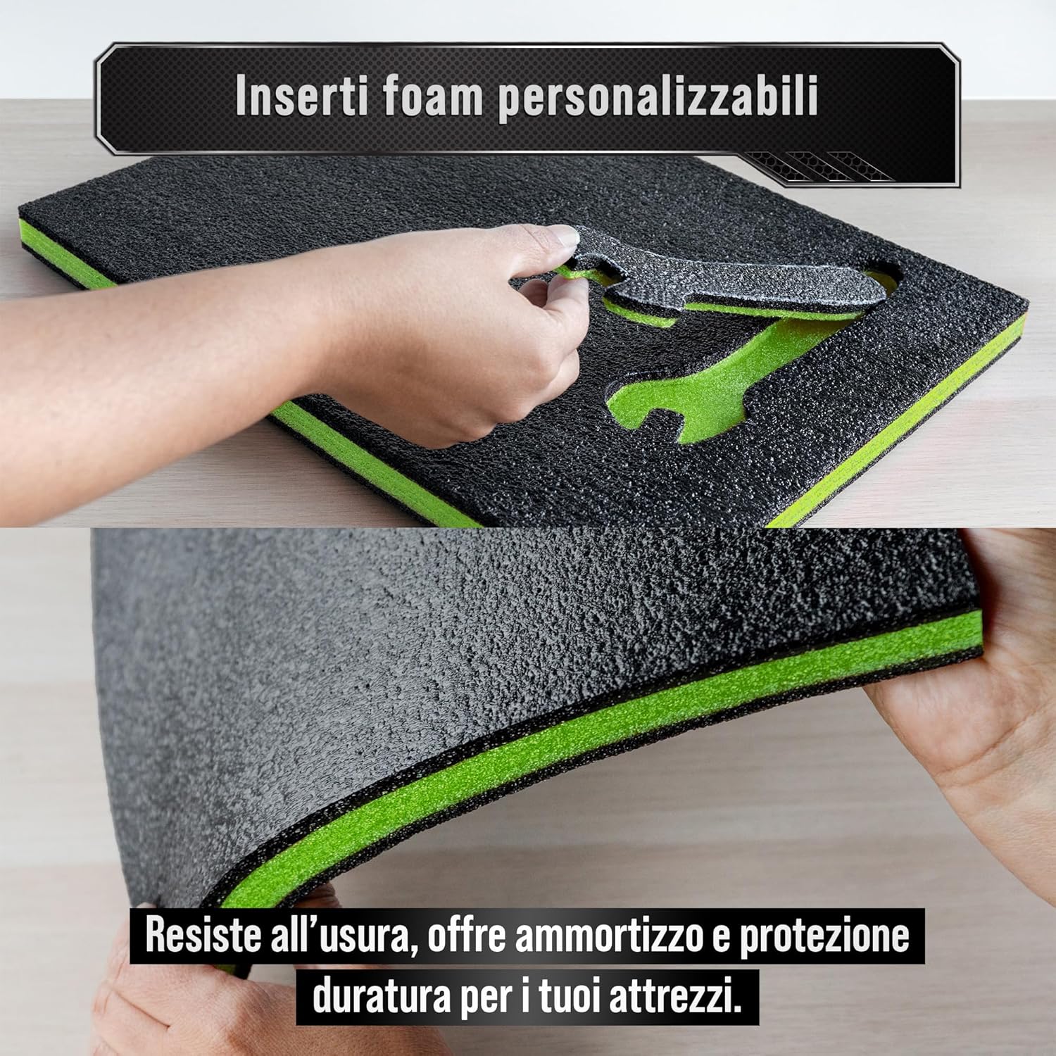 Precision Defined Schiuma per Cassette Attrezzi Nero/Verde - immagine 3