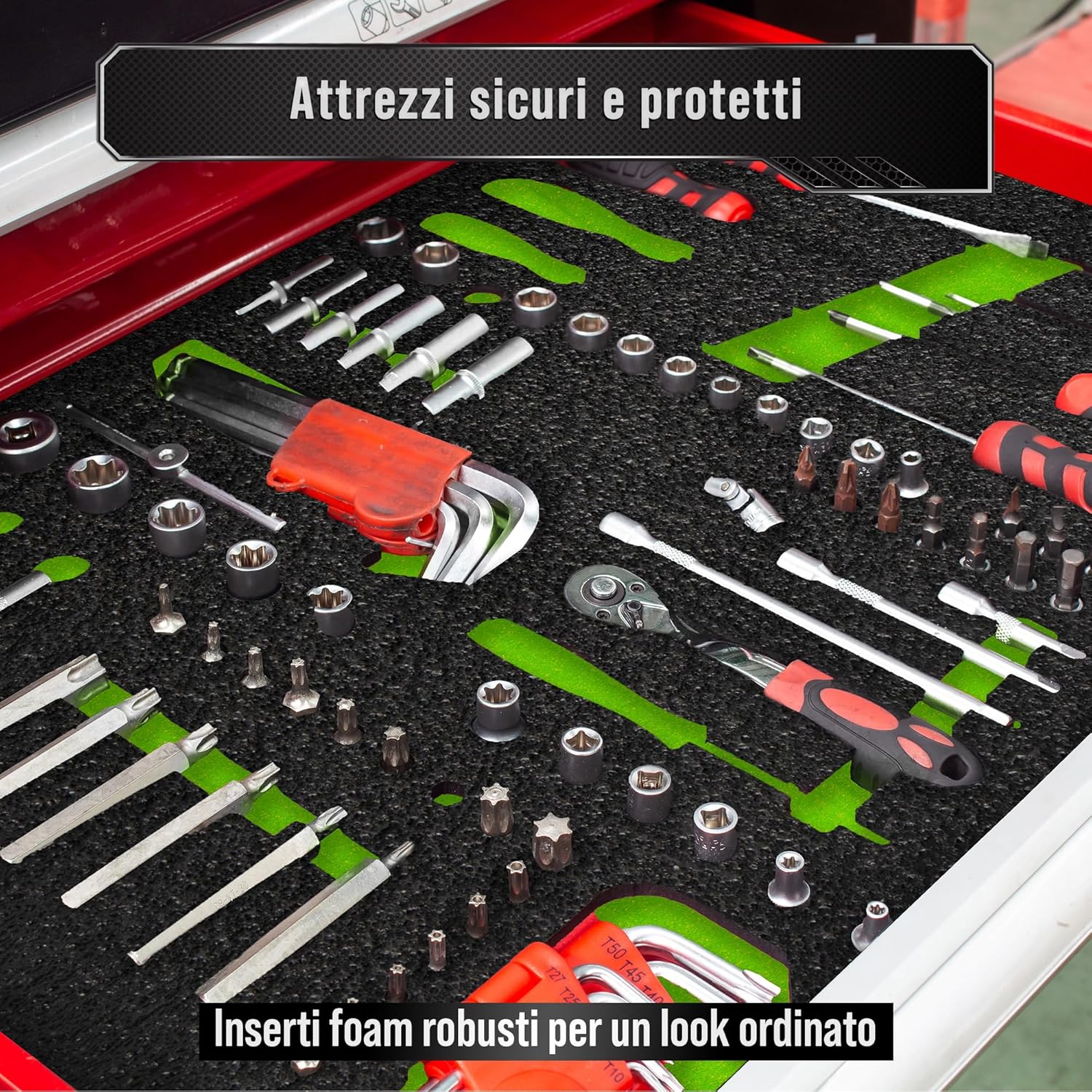 Precision Defined Schiuma per Cassette Attrezzi Nero/Verde - immagine 6