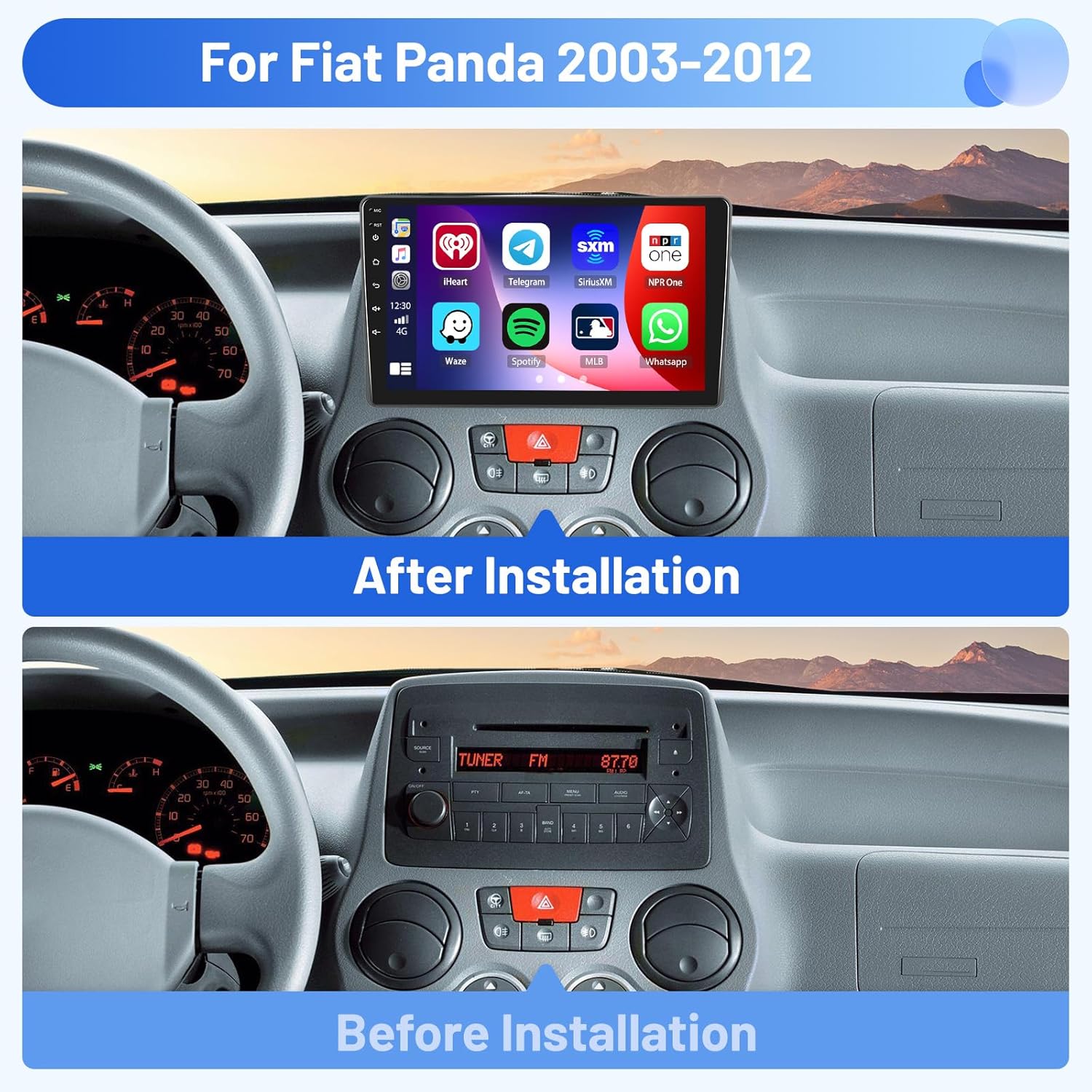 Autoradio per Fiat Panda 2003-2012 Android 15 9'' - immagine 2