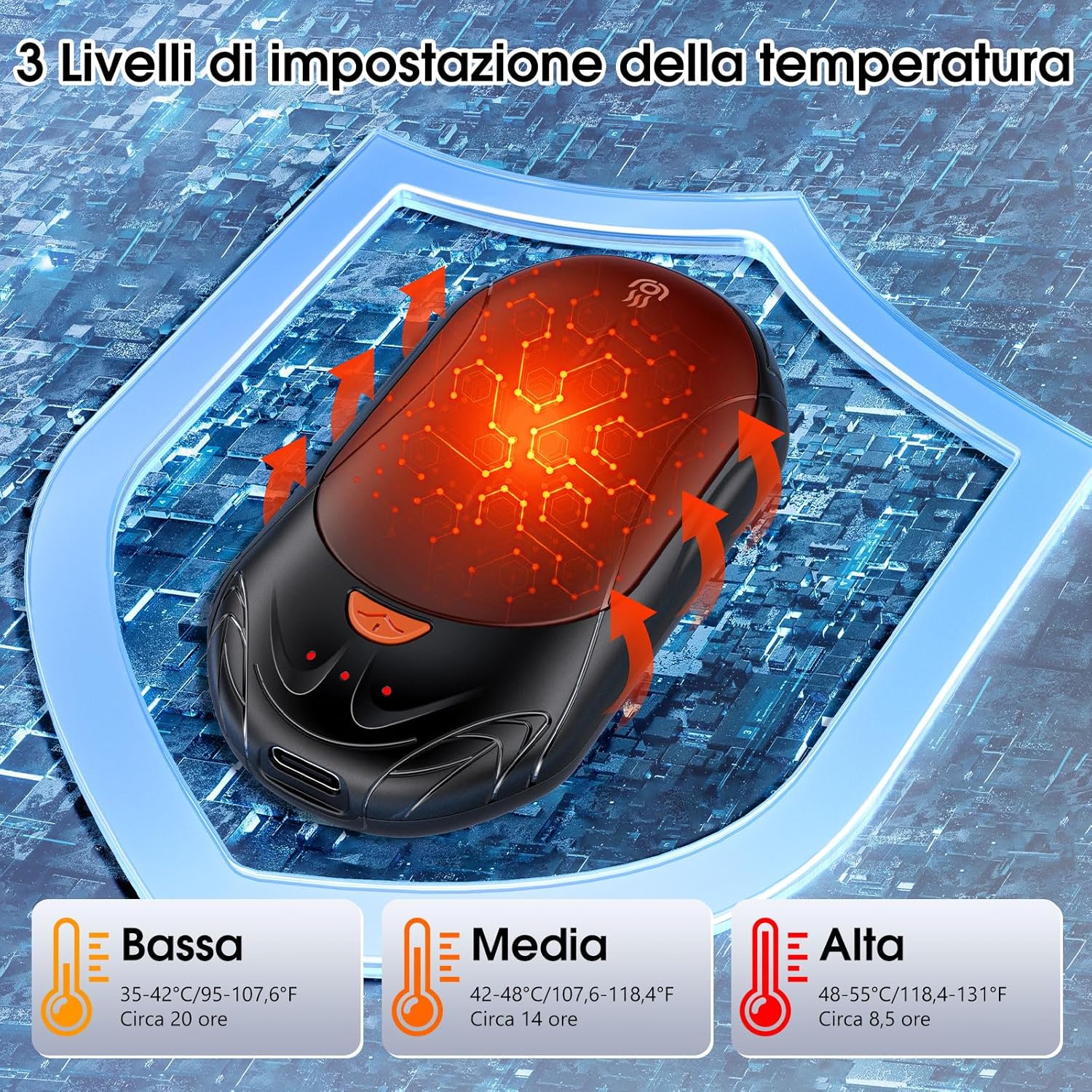 Outjut 2 Pezzi Scaldamani Elettrico 6000 mAh - immagine 4