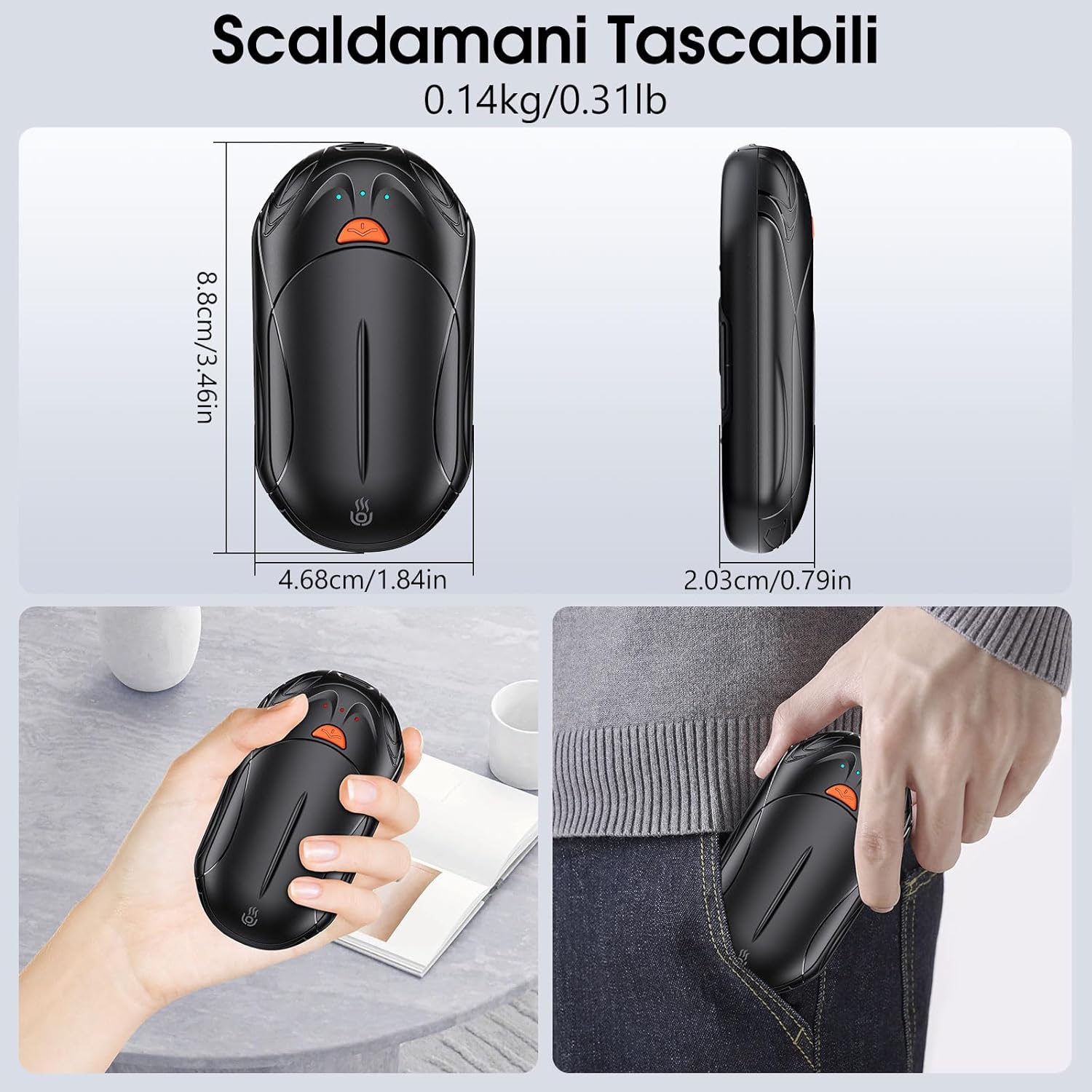 Outjut 2 Pezzi Scaldamani Elettrico 6000 mAh - immagine 5