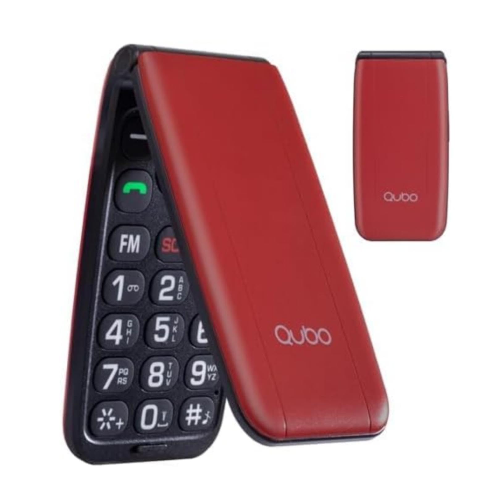 Qubo GSM Telefono Cellulare Flip per Anziani, Rosso