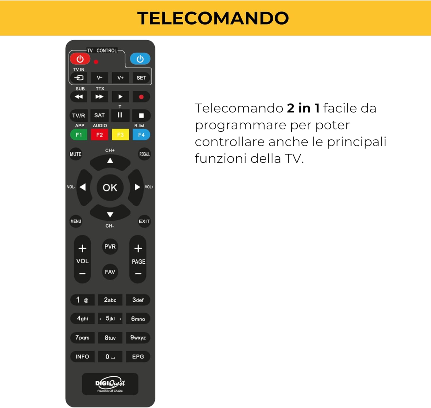 Digiquest Decoder tivùsat Classic Q10 HD, Nero - immagine 7