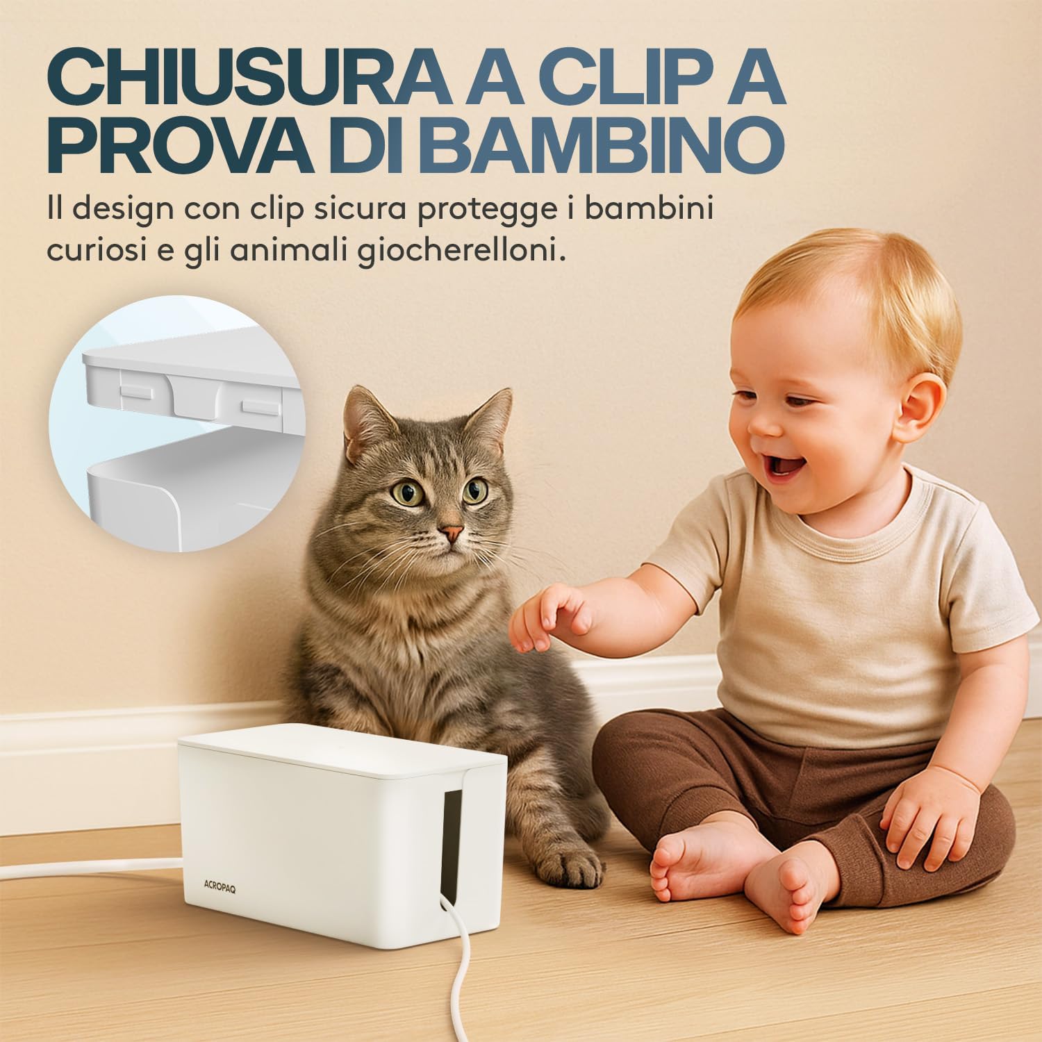 Acropaq Scatola Porta Cavi Piccola, Bianca - immagine 3