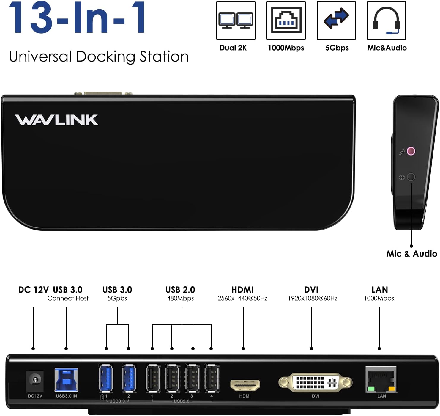 Wavlink Docking Station USB 3.0 / USB C per Laptop - immagine 2