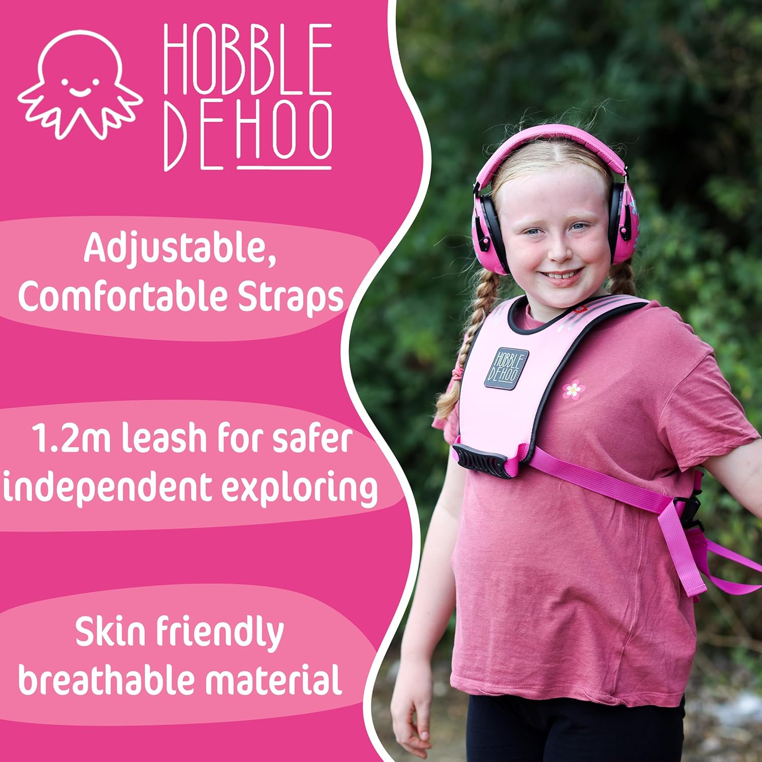 Hobbledehoo Active - Pettorina di Sicurezza per Bambini, Rosa - immagine 2