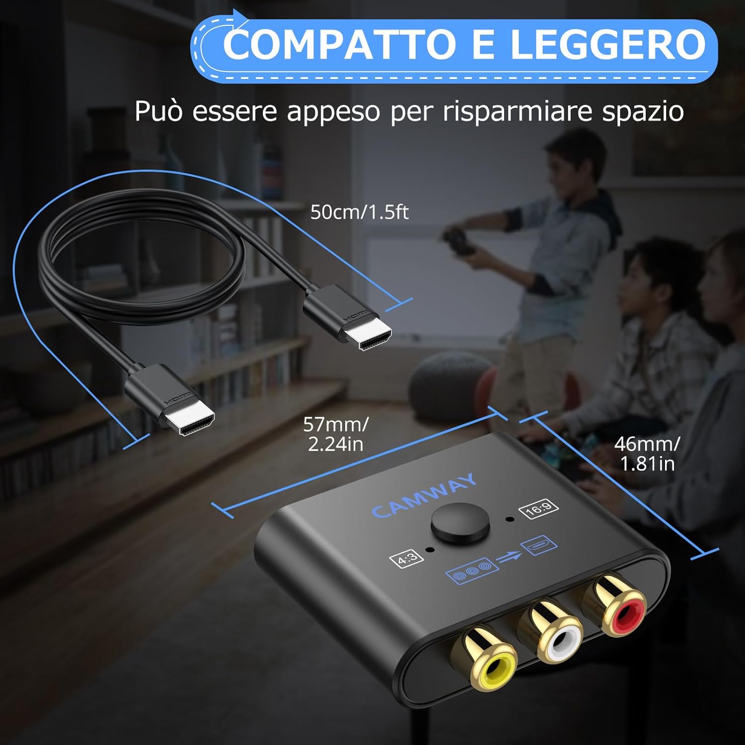 Camway Convertitore da AV a HDMI con Cavo 50CM - immagine 5