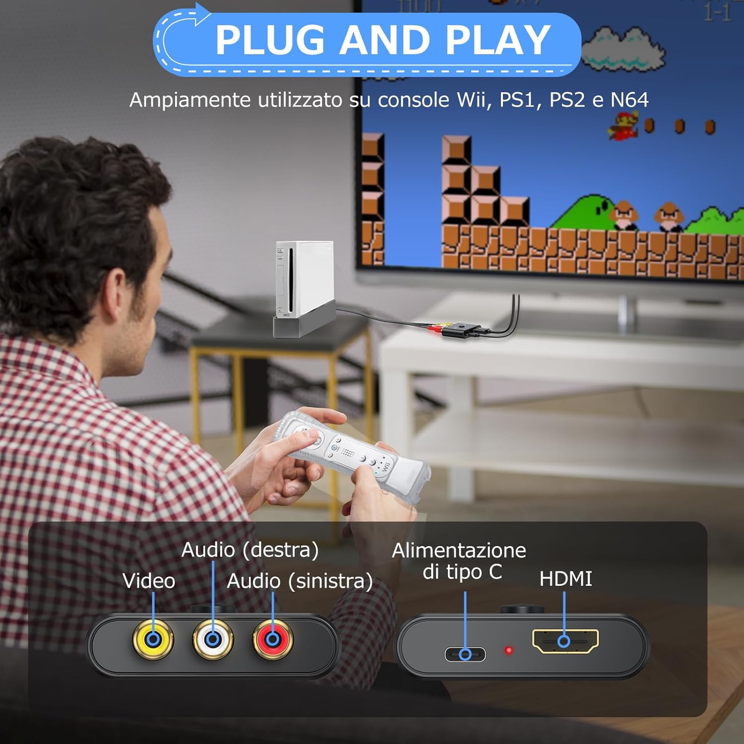 Camway Convertitore da AV a HDMI con Cavo 50CM - immagine 6