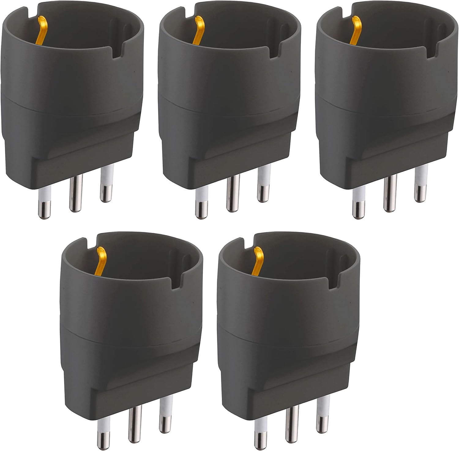 Electraline 92293 Set 5 Adattatori Schuko 16A, Nero