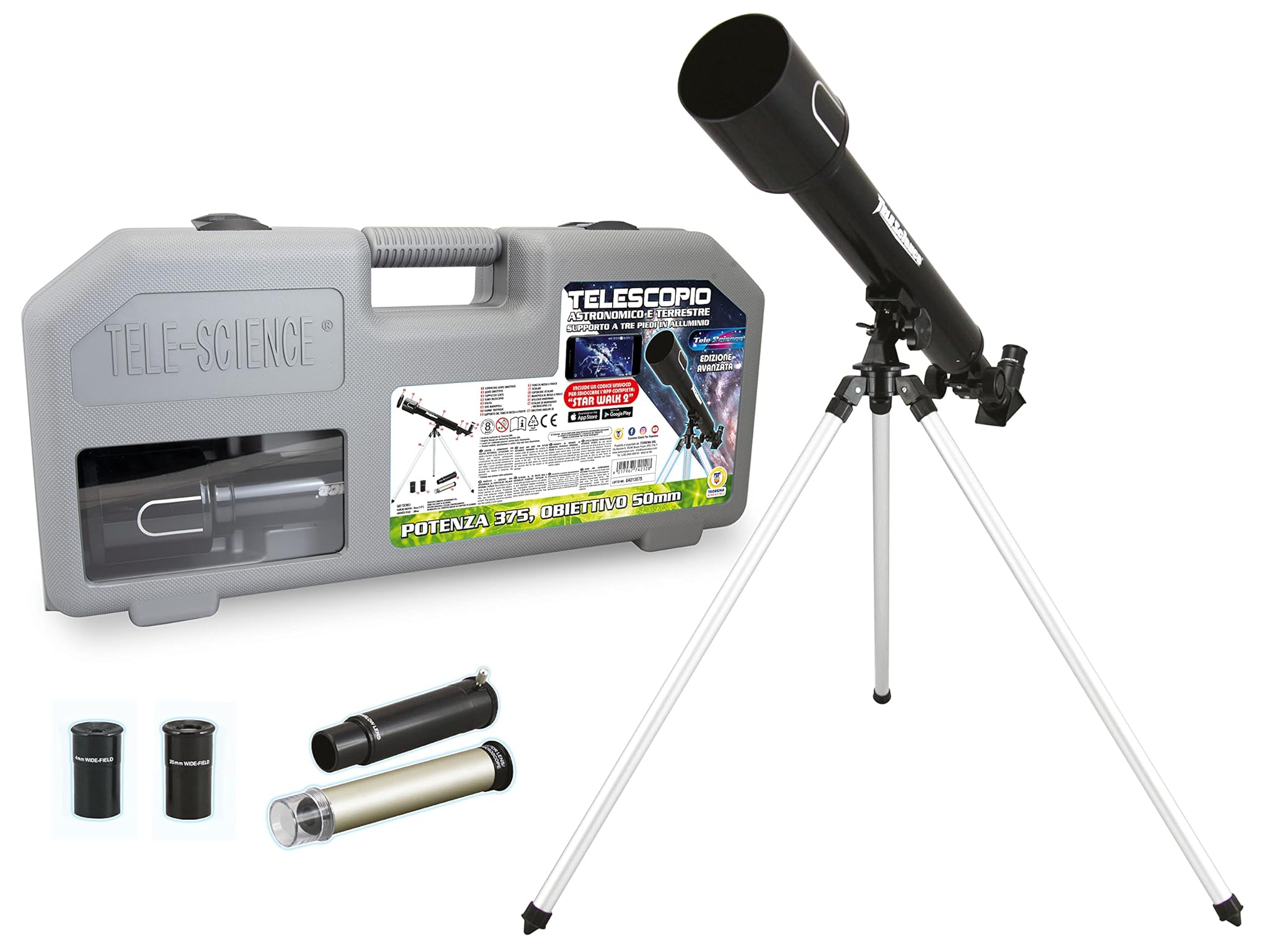 Teorema 74212 - Telescopio Astronomico per Bambini, 375/50 mm, con Valigetta