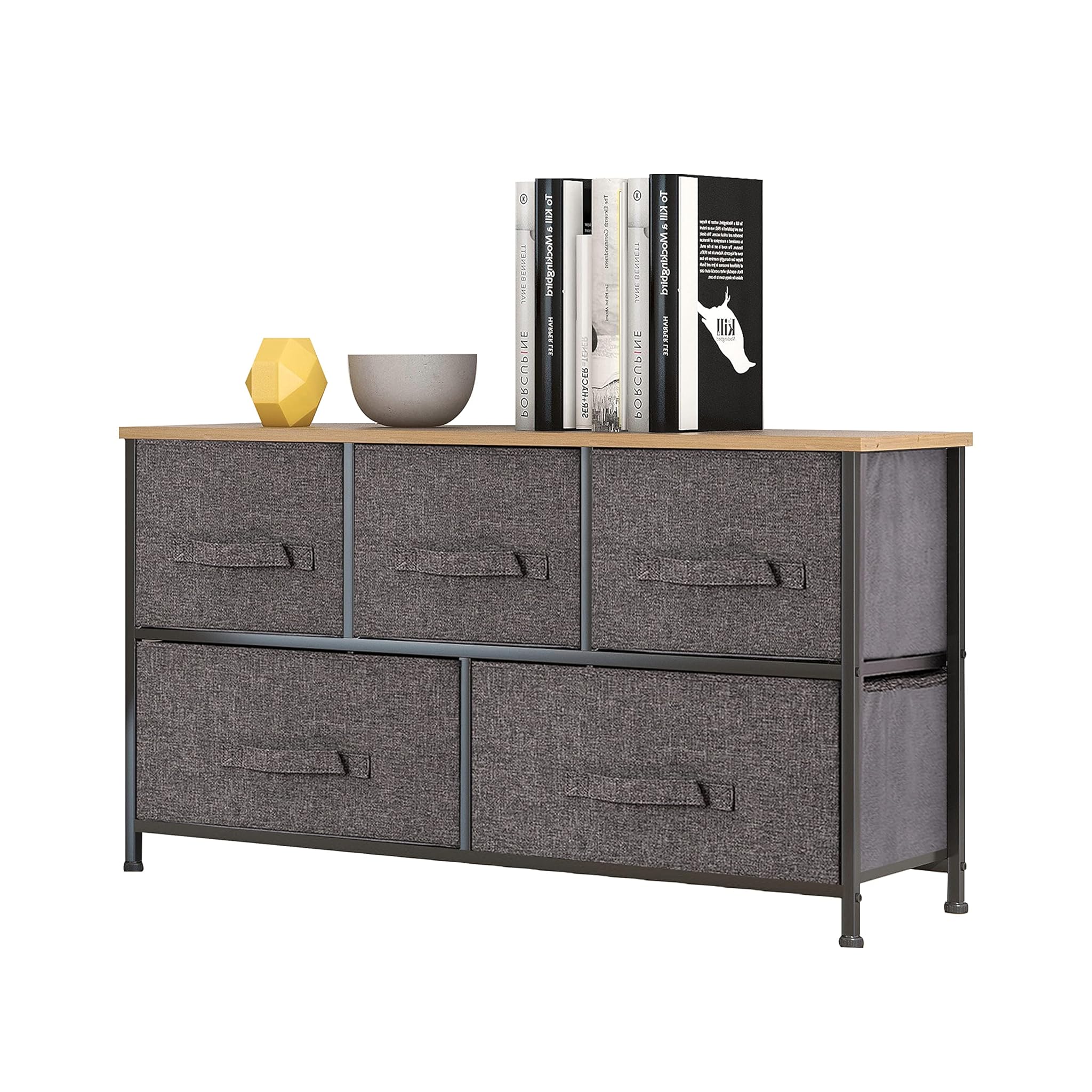 Mondeer Cassettiera Camera Letto 5 Cassetti, Grigio