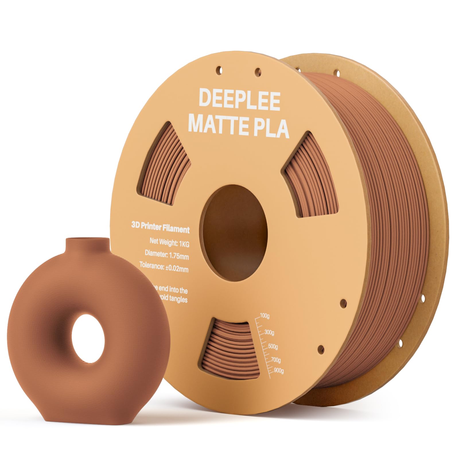 DEEPLEE Filamento Matte PLA 1,75 mm, Opaco PLA Filamenti per Stampante 3D con Precisione Dimensionale +/- 0,02 mm, per la Maggior parte delle Stampanti 3D FDM,1KG Marrone Foresta