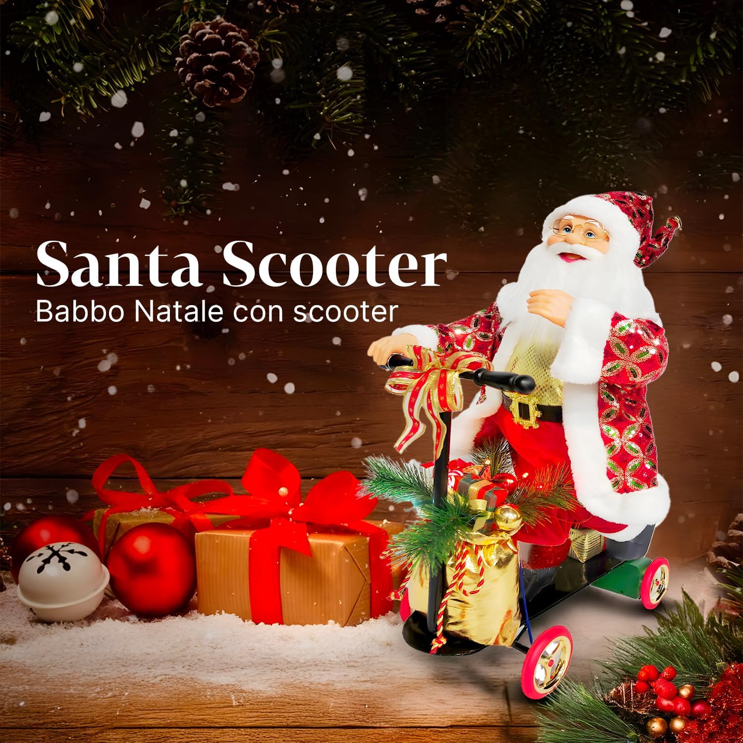 wintem Babbo Natale con Scooter Animato 70cm - immagine 2
