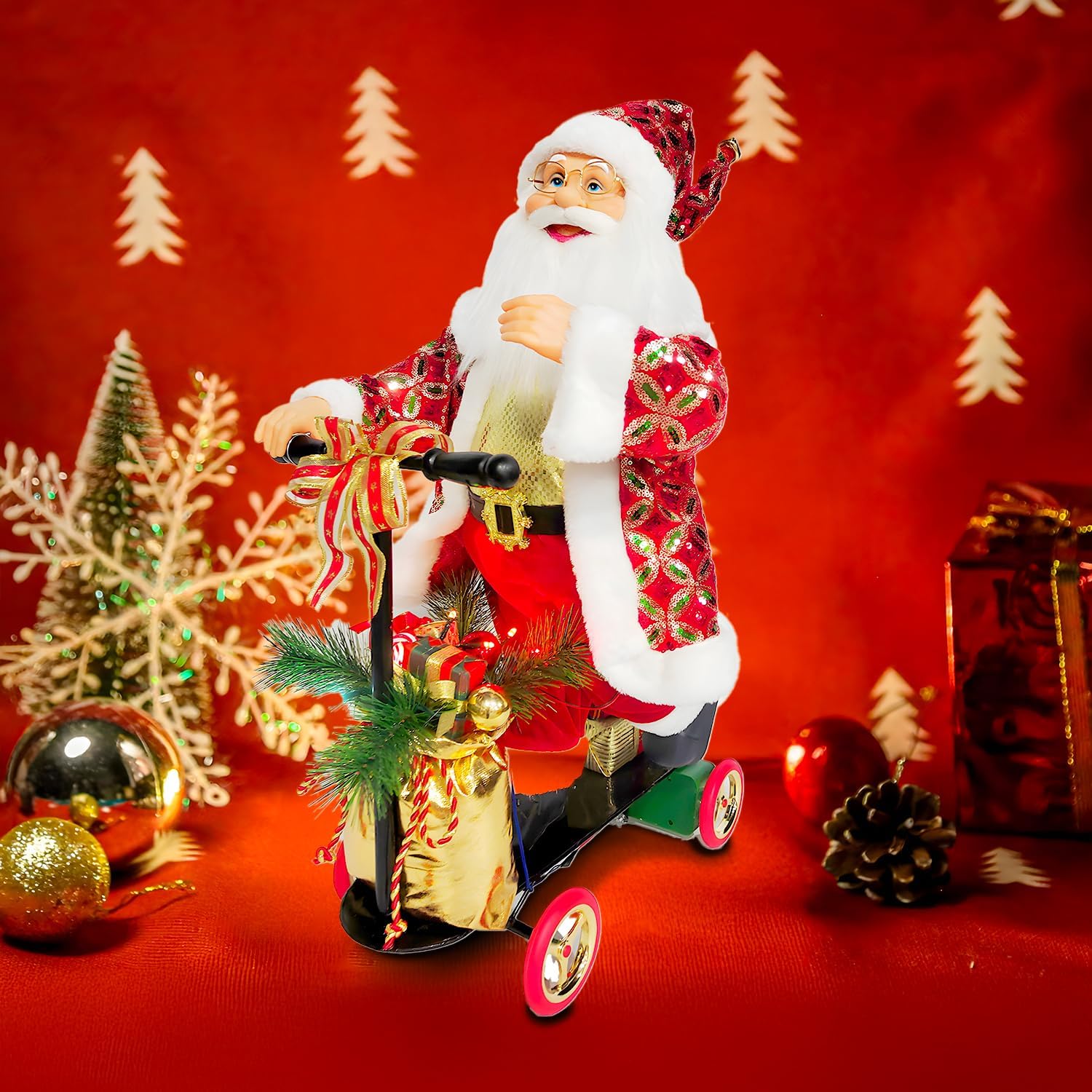 wintem Babbo Natale con Scooter Animato 70cm - immagine 4