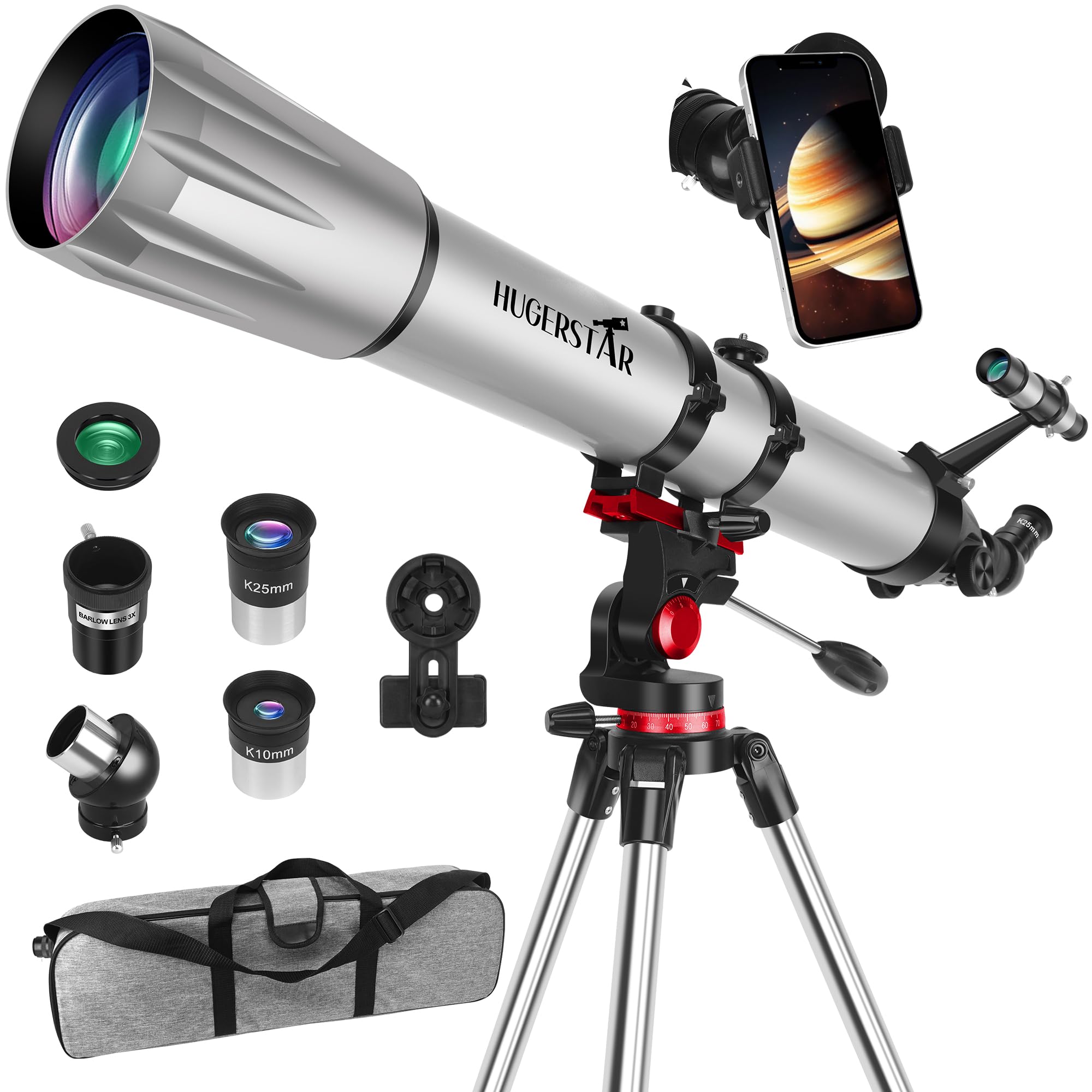 Hugerstar Telescopio Astronomico Rifrattore 90mm 900mm