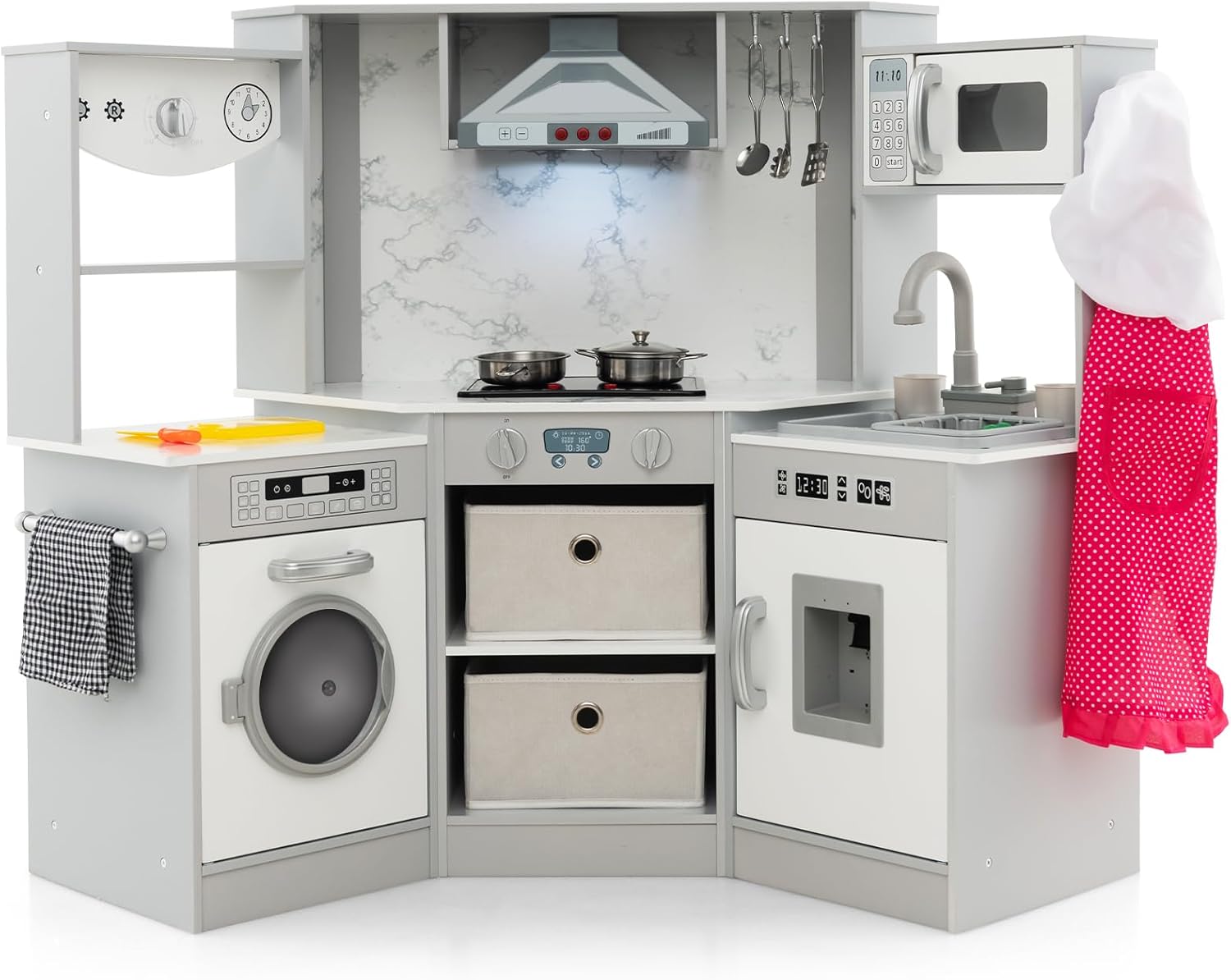 Fantask Cucina giocattolo per bambini con luce e suoni, Grigio - immagine 1