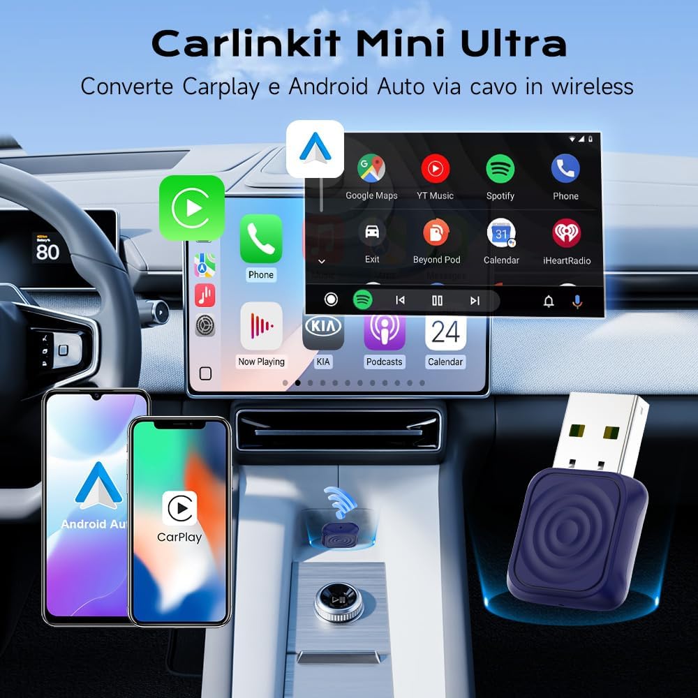 Carlinkit Mini Adattatore Wireless CarPlay & Android Auto - immagine 2