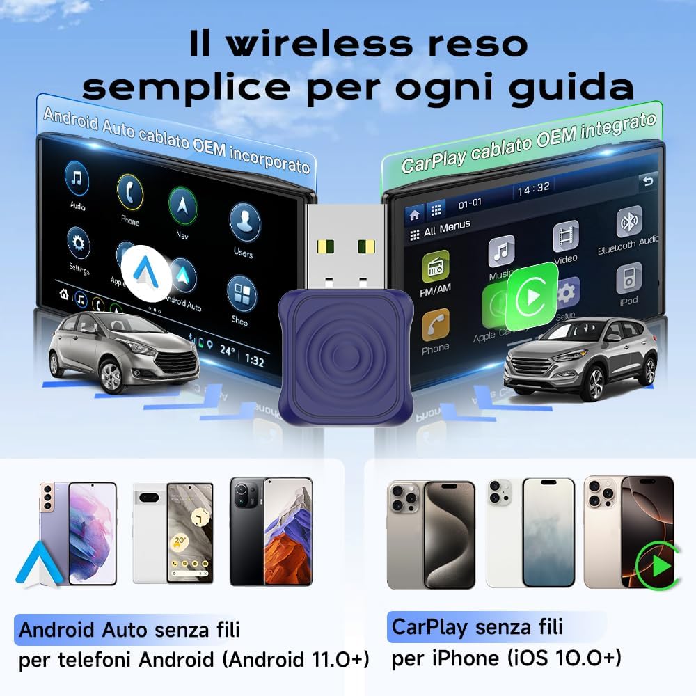 Carlinkit Mini Adattatore Wireless CarPlay & Android Auto - immagine 4