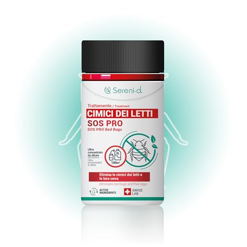 SOS PRO Cimici da Letto Concentrato – Trattamento Professionale a Base Vegetale Formula concentrata da diluire, tratta fino a 100 m² di superficie – Sereni-d SWISS LAB