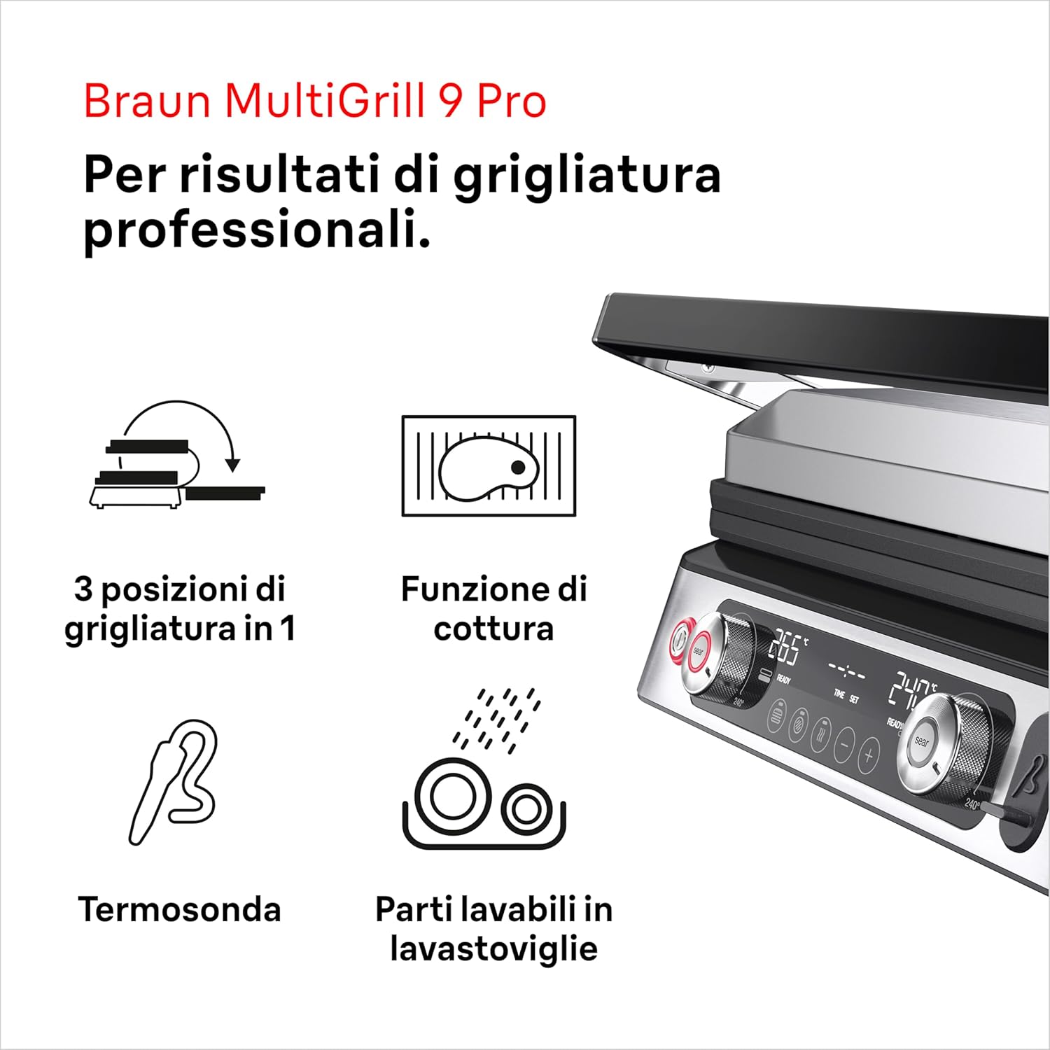 Braun MultiGrill 9 Pro CG 9160 - Griglia Elettrica 2200W - immagine 2