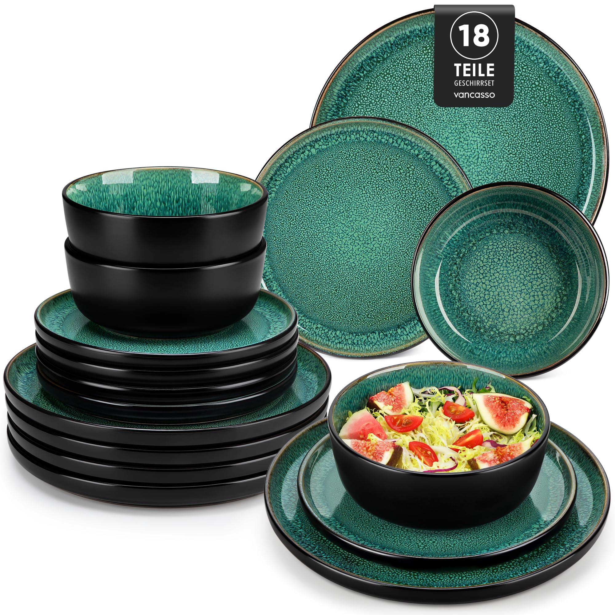 Vancasso PLAYA Set Piatti 6 Persone Gres Verde