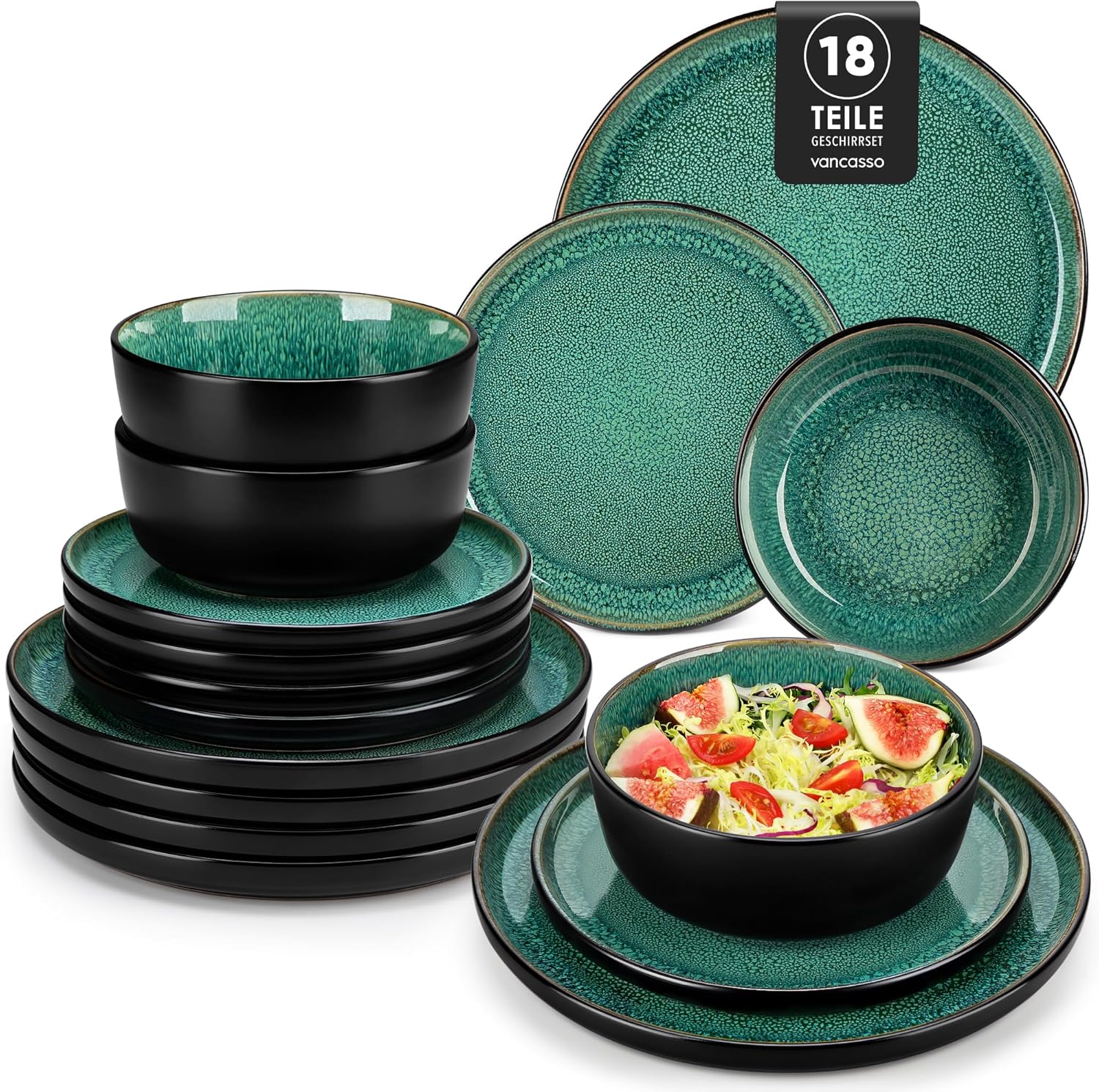 Vancasso PLAYA Set Piatti 6 Persone Gres Verde - immagine 1