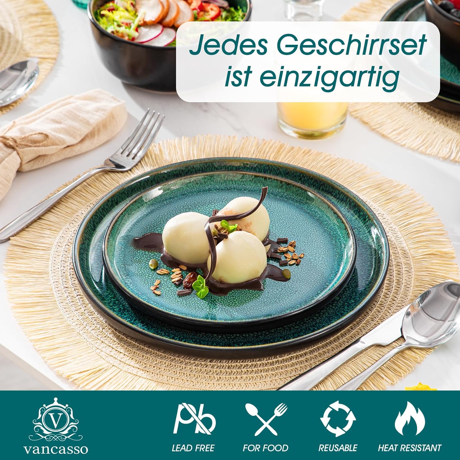 Vancasso PLAYA Set Piatti 6 Persone Gres Verde - immagine 3