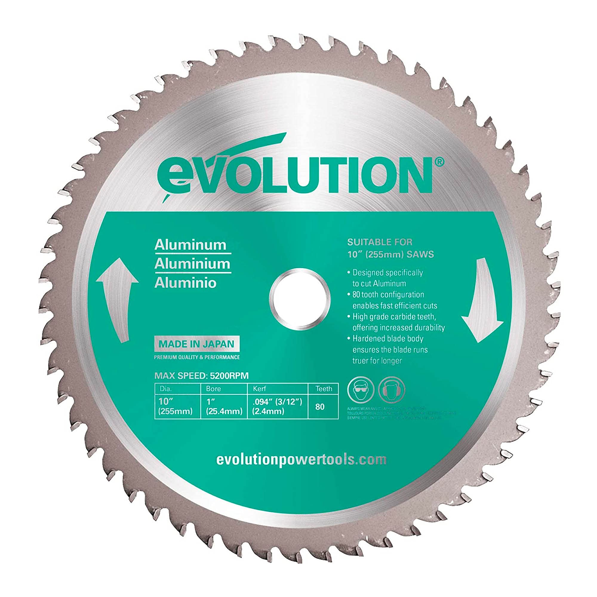 Evolution A255TCT-80MS - Lama 255mm per Alluminio