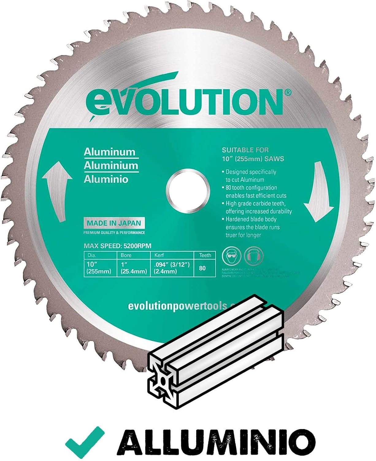 Evolution A255TCT-80MS - Lama 255mm per Alluminio - immagine 2