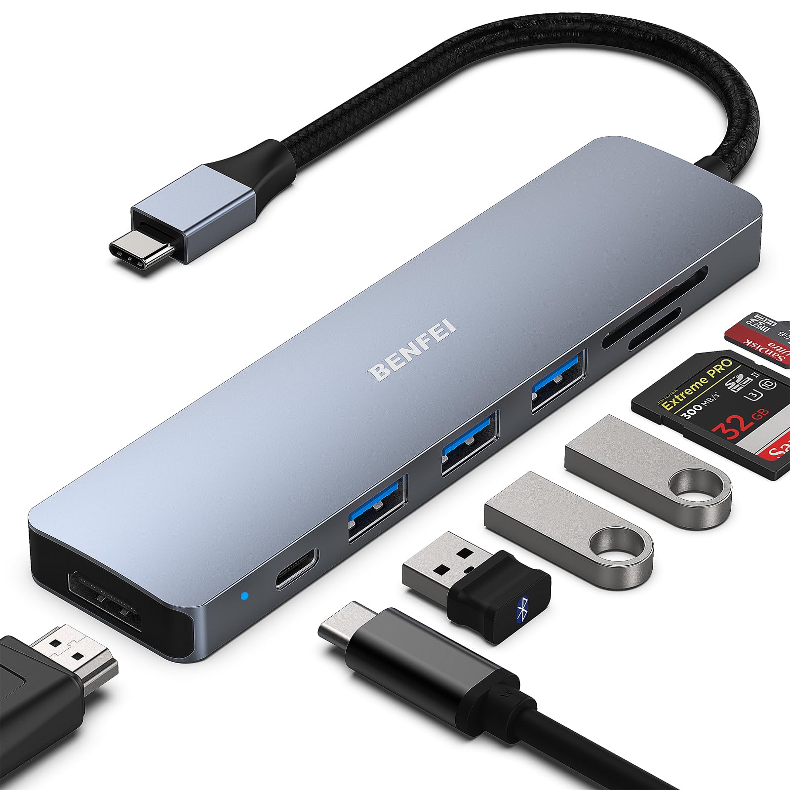 Benfei Hub USB C 7in1 con HDMI 4K@60Hz