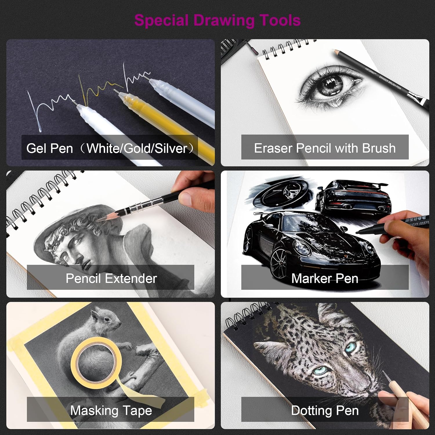 Hiforny Kit da Disegno 126 Pezzi con Album - immagine 7