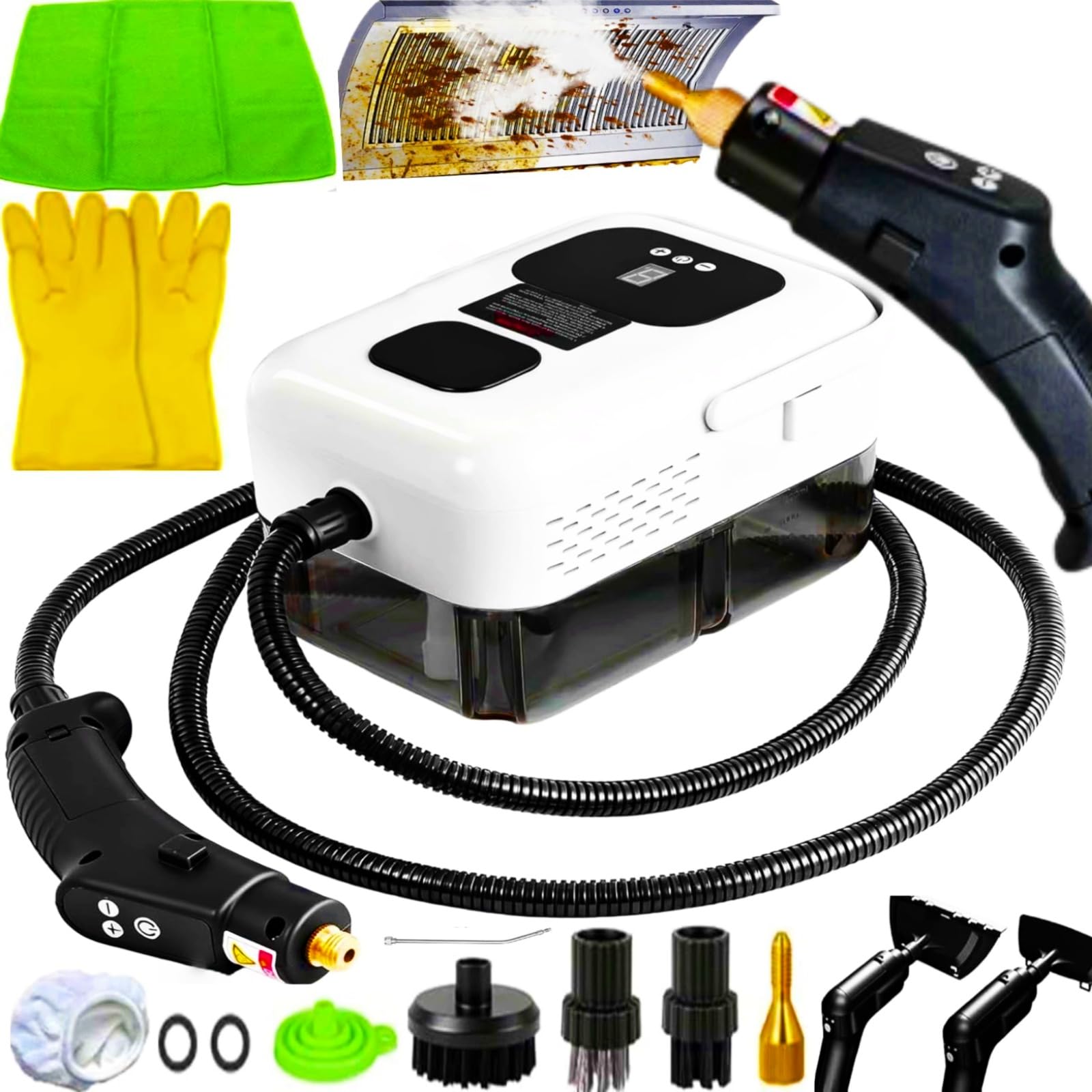 Pulitore a Vapore Portatile Multiuso 2500W, Bianco