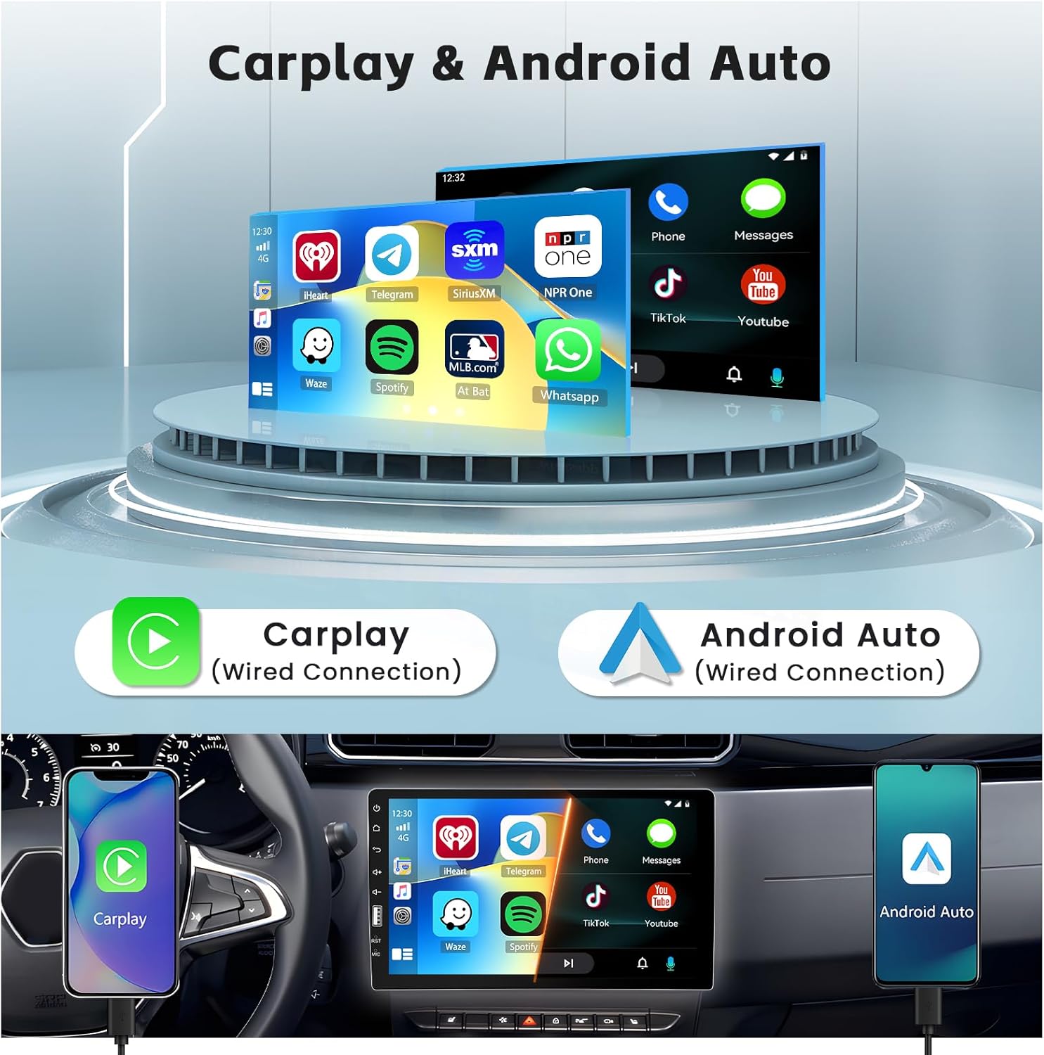 Hikity Autoradio 1 Din 9" Carplay Android Auto Touch Screen - immagine 2