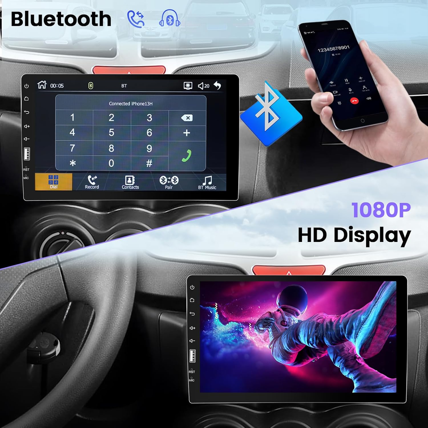 Hikity Autoradio 1 Din 9" Carplay Android Auto Touch Screen - immagine 4