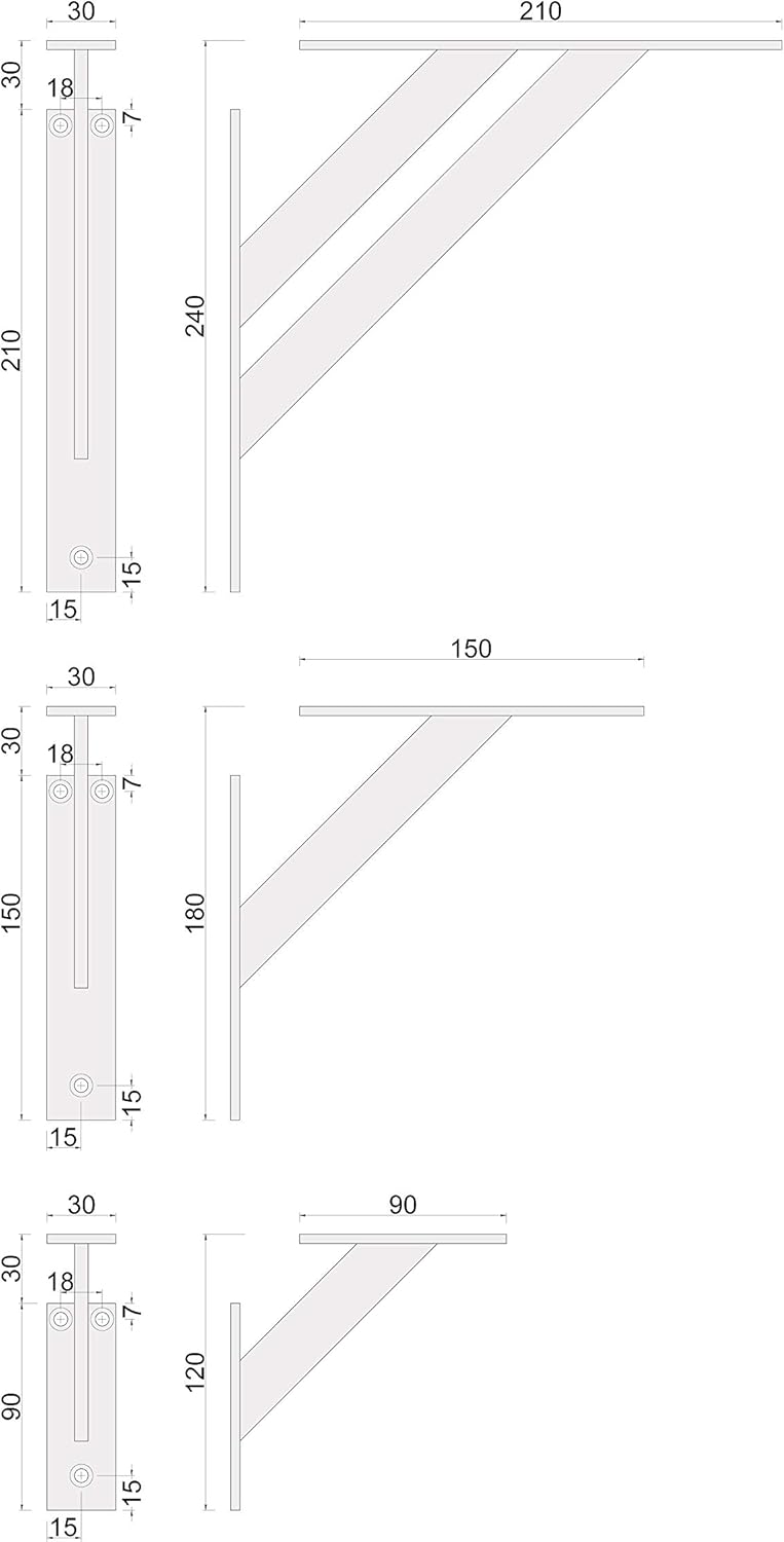 Sossai Staffe da Parete 2 pezzi FSHR 240x240mm, Nero - immagine 4