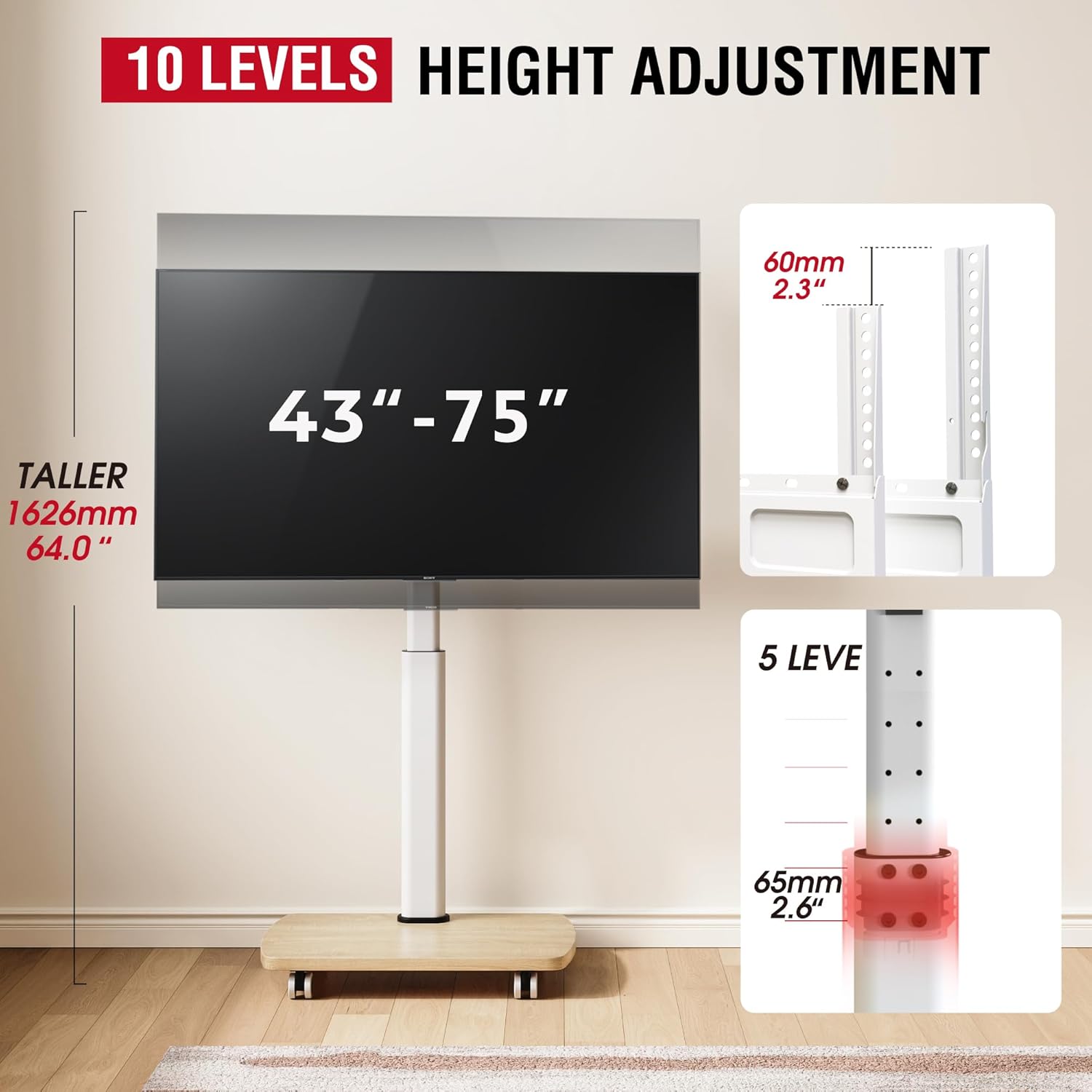 Aokcos Supporto da Pavimento per TV 43-75 pollici - immagine 2