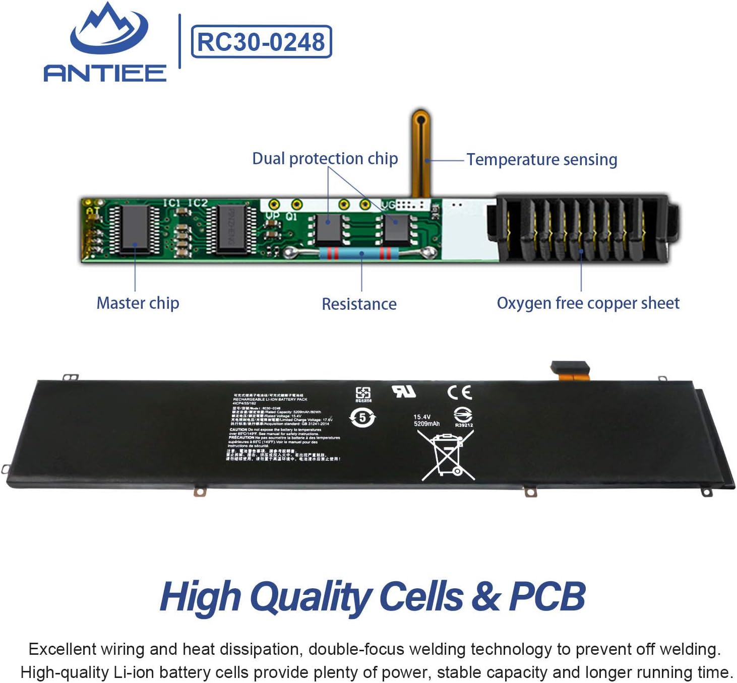 Antiee Batteria Laptop RC30-0248 15.4V 80Wh - immagine 3