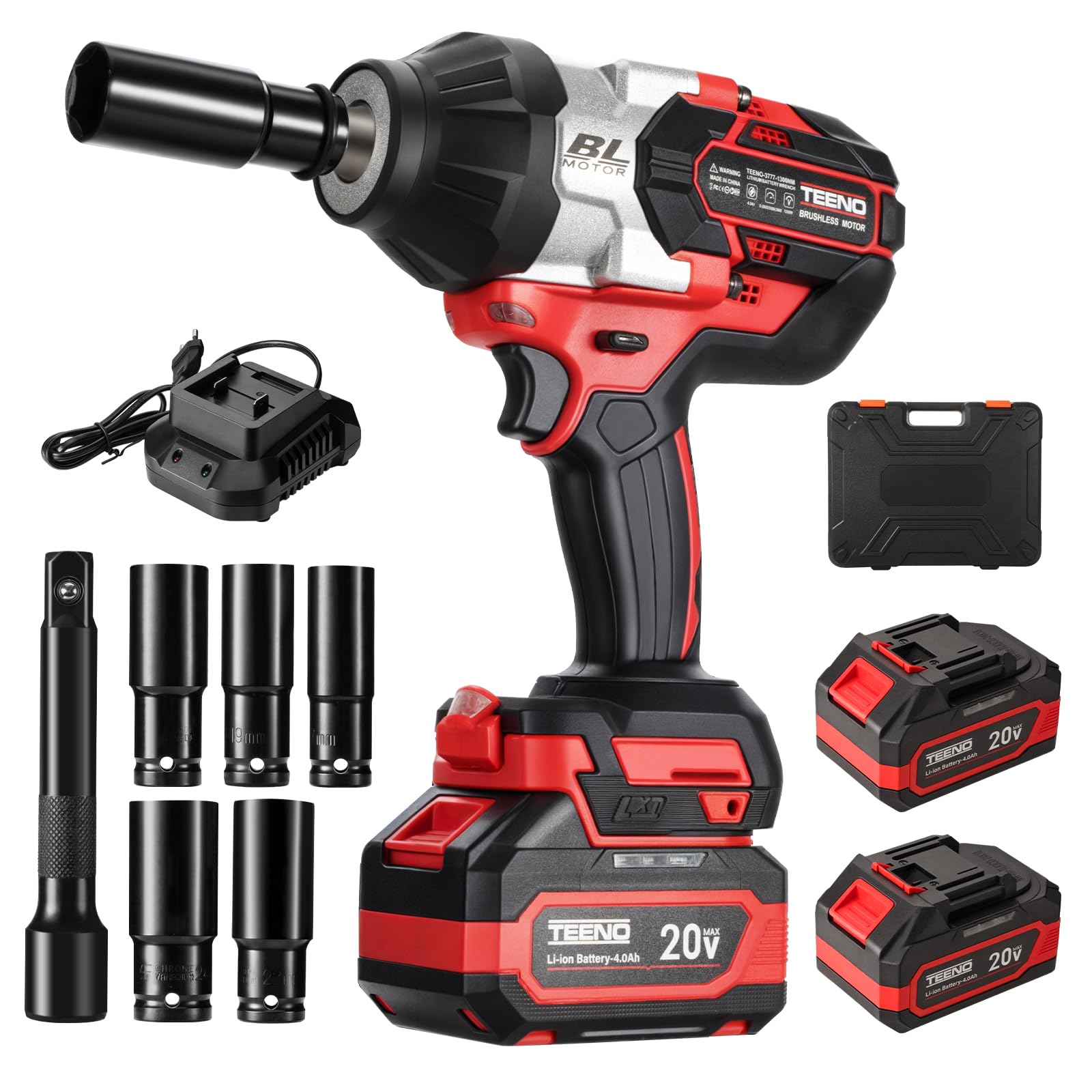 Teeno Avvitatore a Impulsi Brushless 1300Nm con 2 Batterie