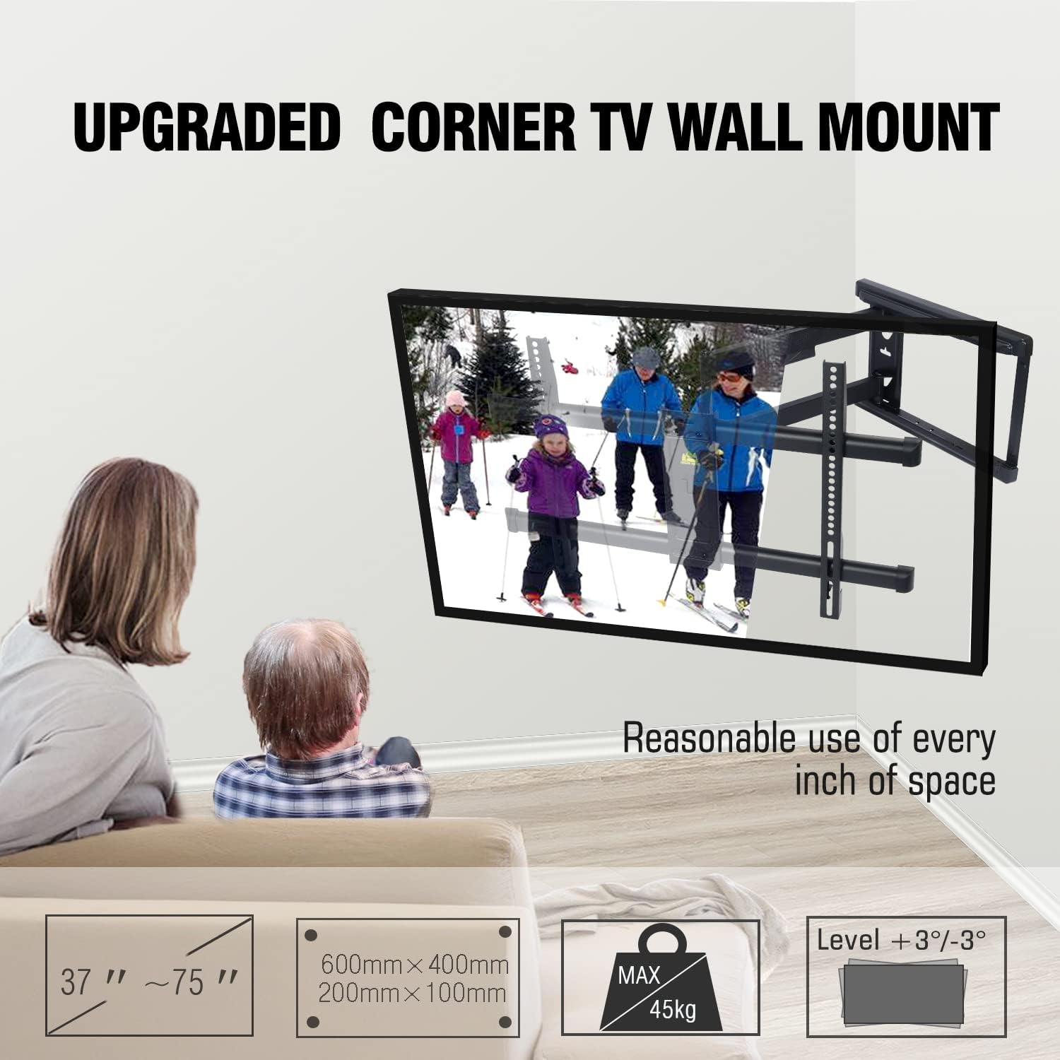Supporto TV da Parete Orientabile e Inclinabile 37-75" - immagine 2