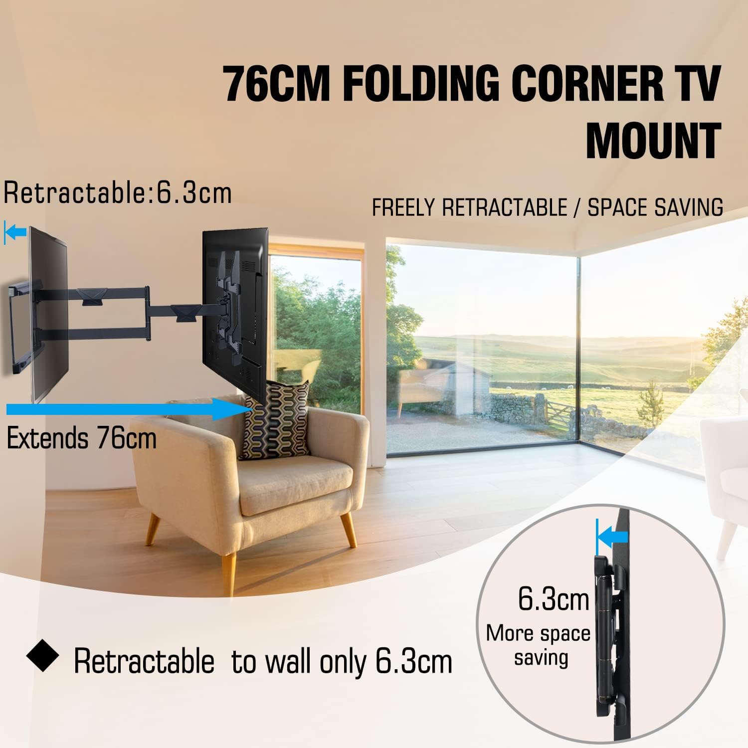 Supporto TV da Parete Orientabile e Inclinabile 37-75" - immagine 6