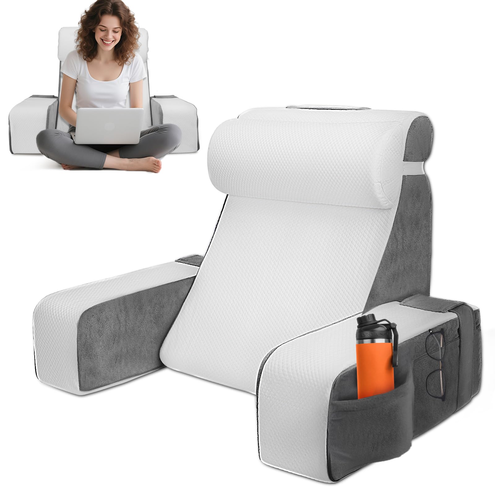 Strixorn Cuscino da Lettura per Letto con Braccioli