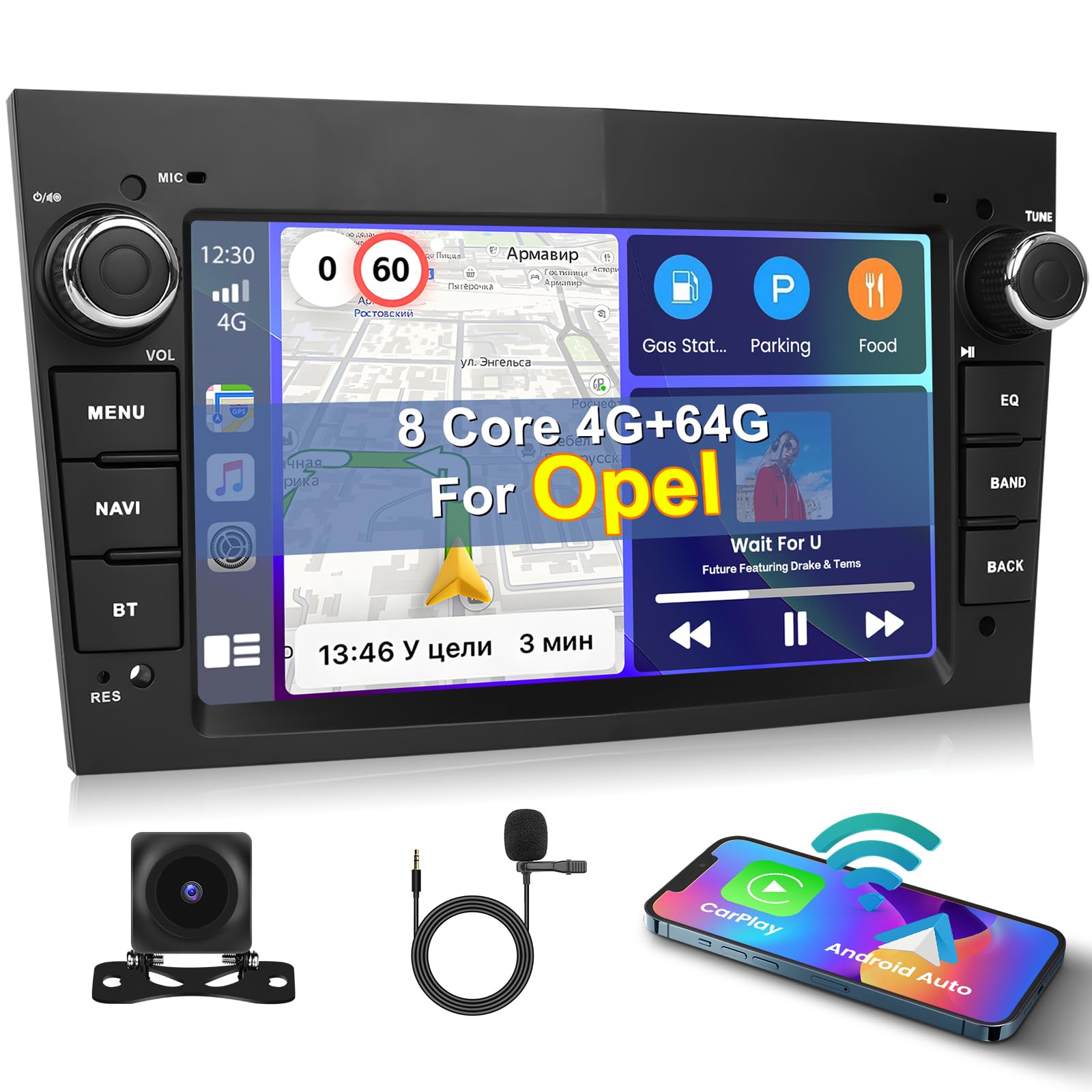 [8 Core 4G+64G] Inefala Android 13 Autoradio 2 DIN per Opel Astra Antara Corsa Meriva Vivaro, 7" Touchscreen con Wireless Carplay Android Auto, BT GPS WiFi 59UI RDS FM Mic Retrocamera