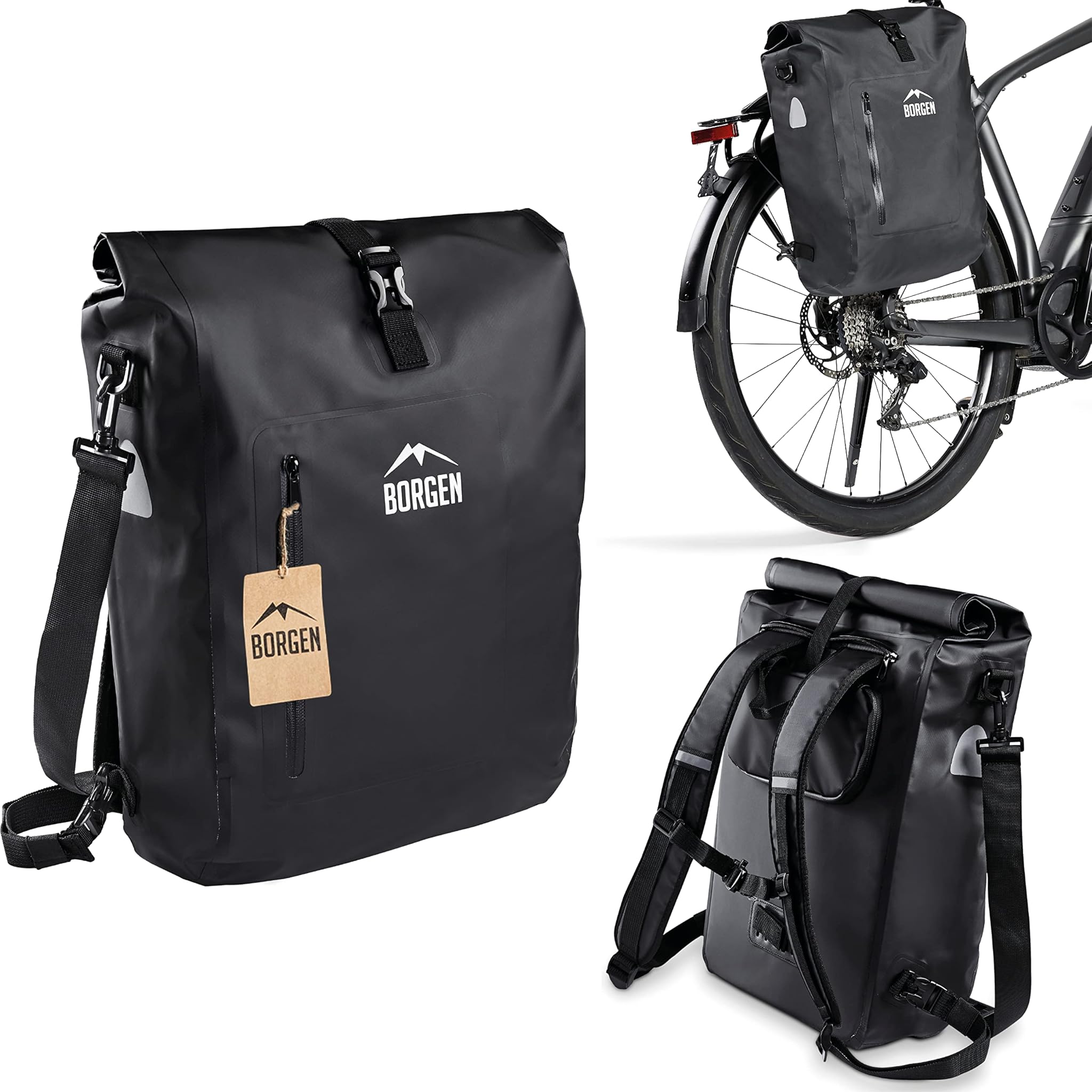 Borgen Borsa Bici Portapacchi 3 in 1 Impermeabile