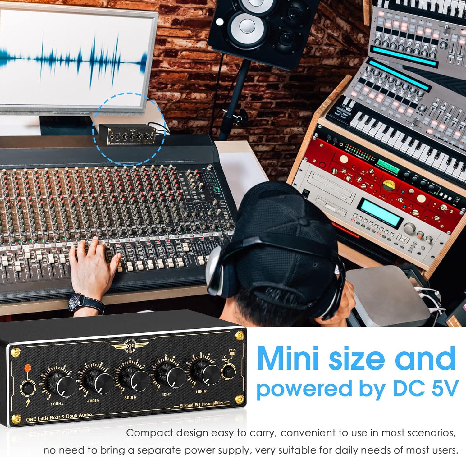 Douk Audio EQ5 Mini - Equalizzatore Preamp Stereo 5 Bande - immagine 3