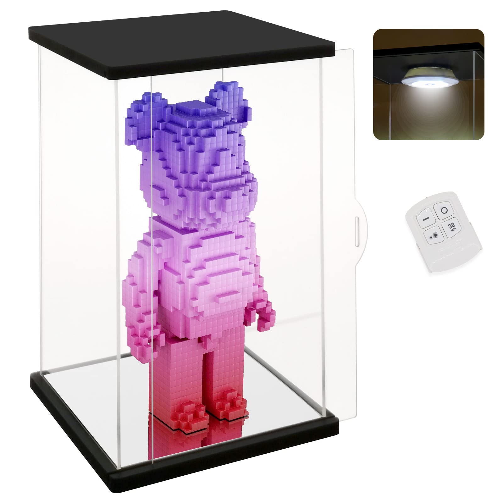 Nonemey Vetrina Acrilico Trasparente con Luce Remoto, Nero