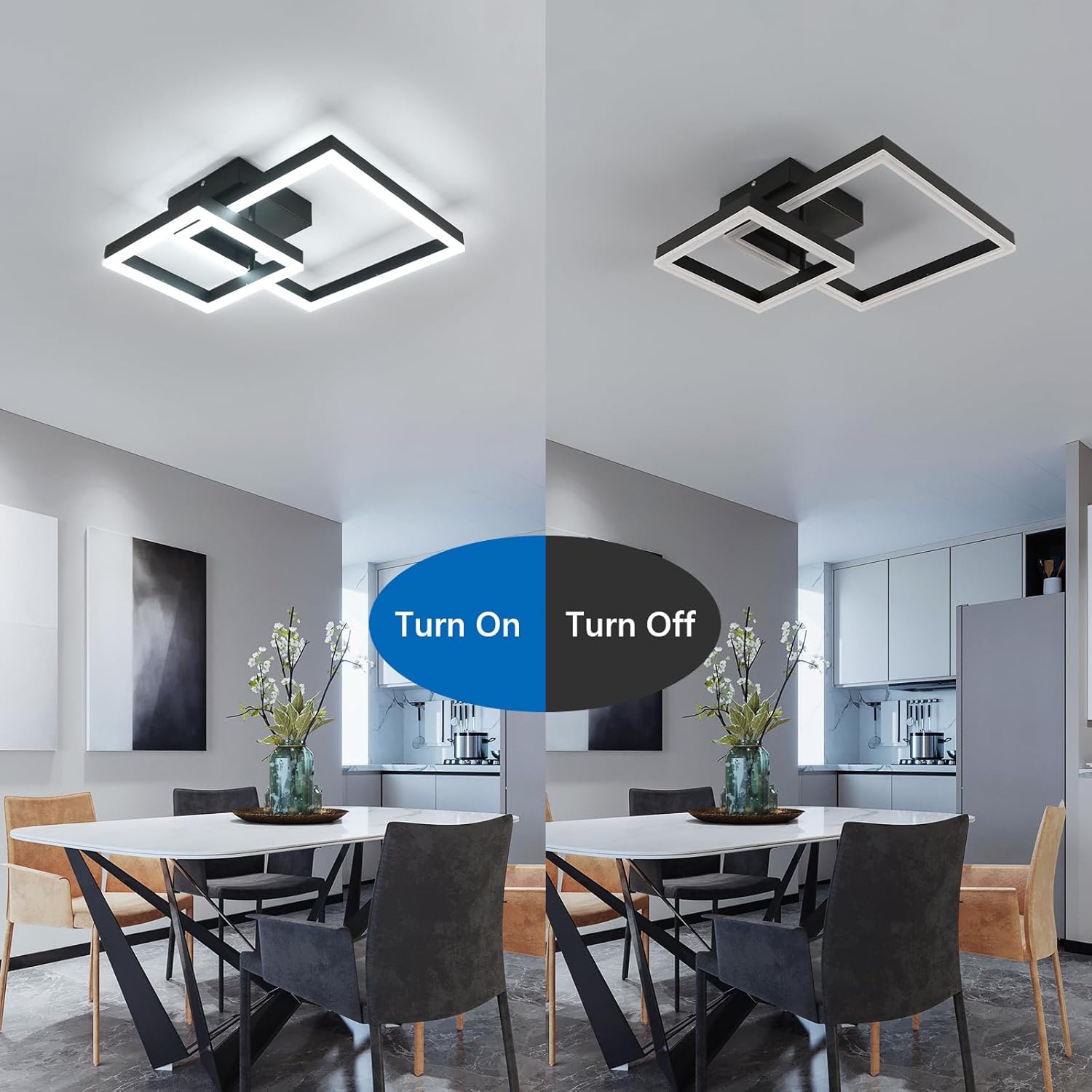 Delipop Plafoniera Led Soffitto Quadrata 36W 6500K, Nera - immagine 7