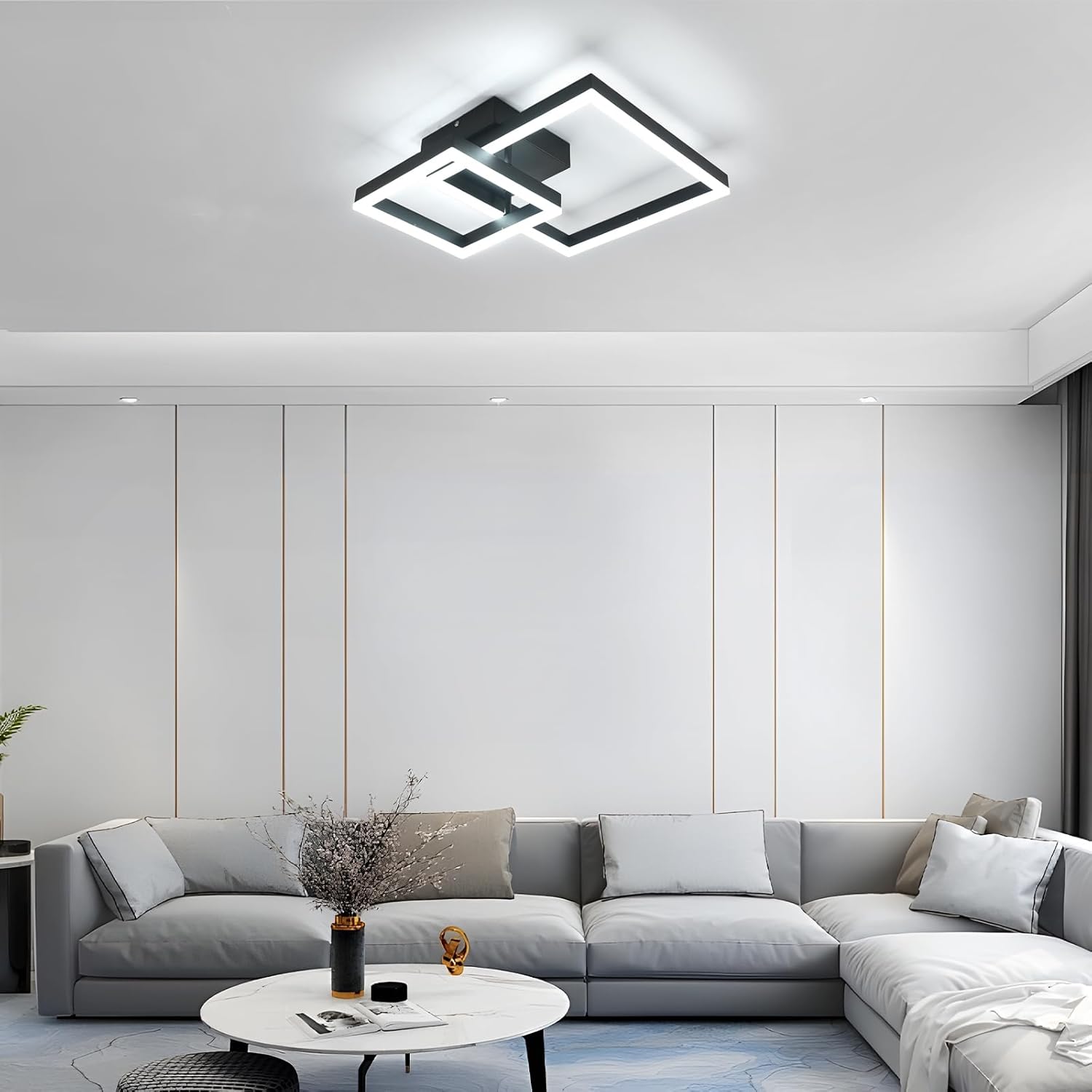 Delipop Plafoniera Led Soffitto Quadrata 36W 6500K, Nera - immagine 8